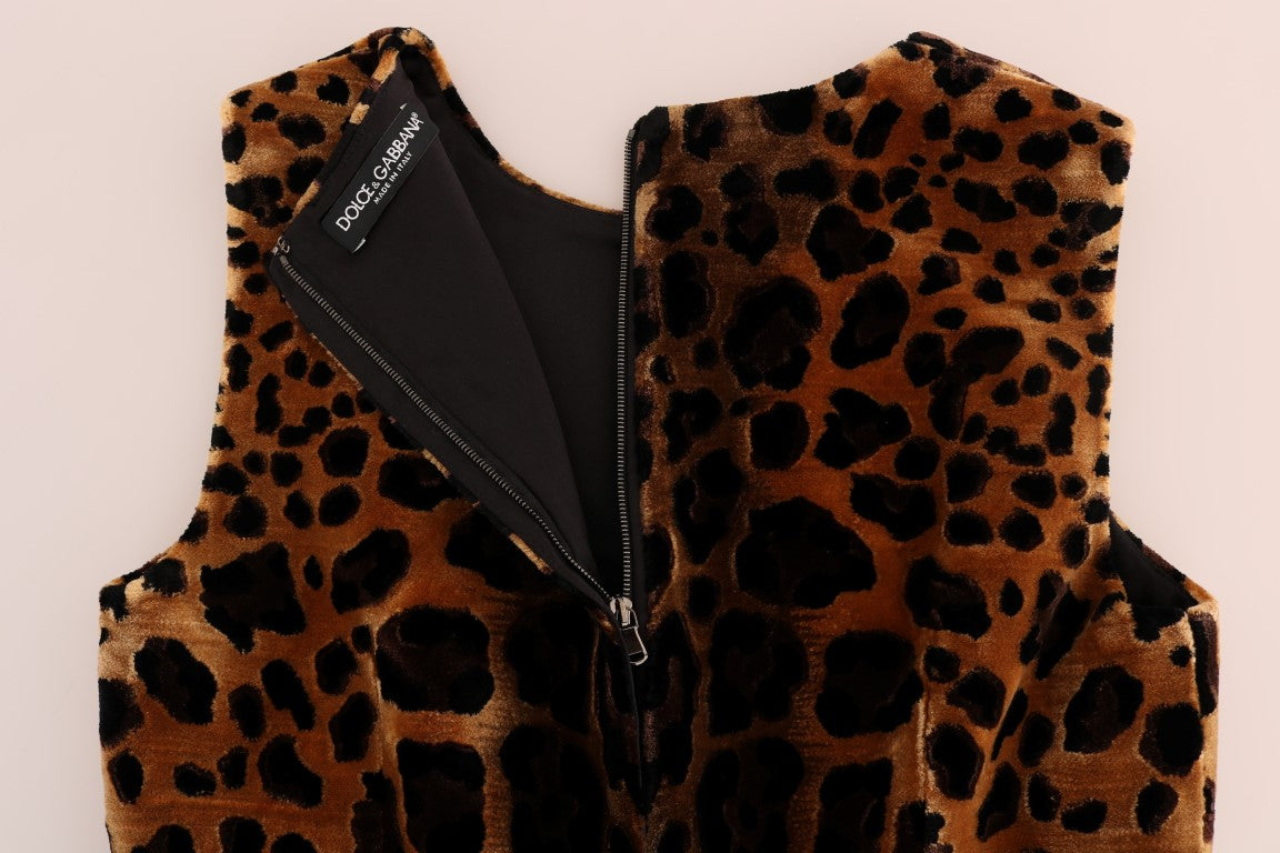 Dolce & Gabbana Brown Leopard Print Silk Sheath Dress | Regal Royce