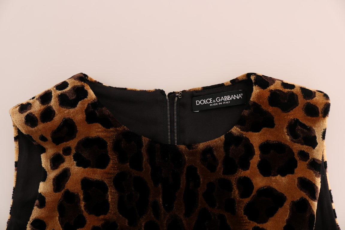 Dolce & Gabbana Brown Leopard Print Silk Sheath Dress | Regal Royce