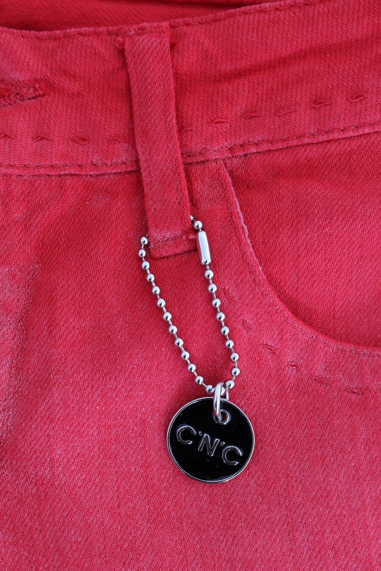 Costume National Red Cotton Stretch Slim Jeans | Regal Royce