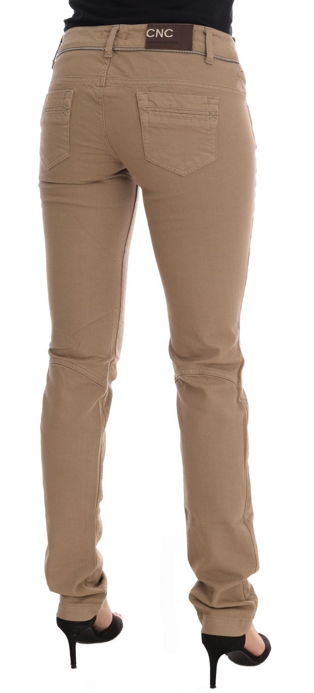 Costume National Beige Cotton Stretch Slim Fit Jeans | Regal Royce