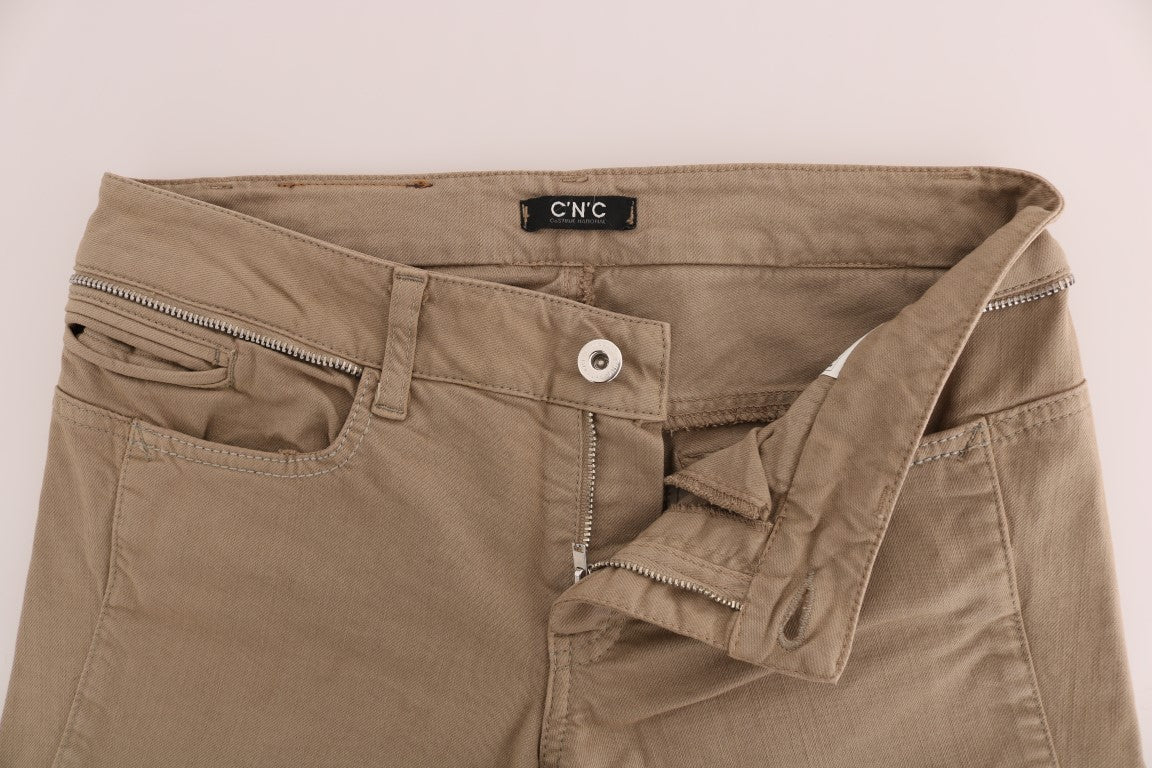 Costume National Beige Cotton Stretch Slim Fit Jeans | Regal Royce