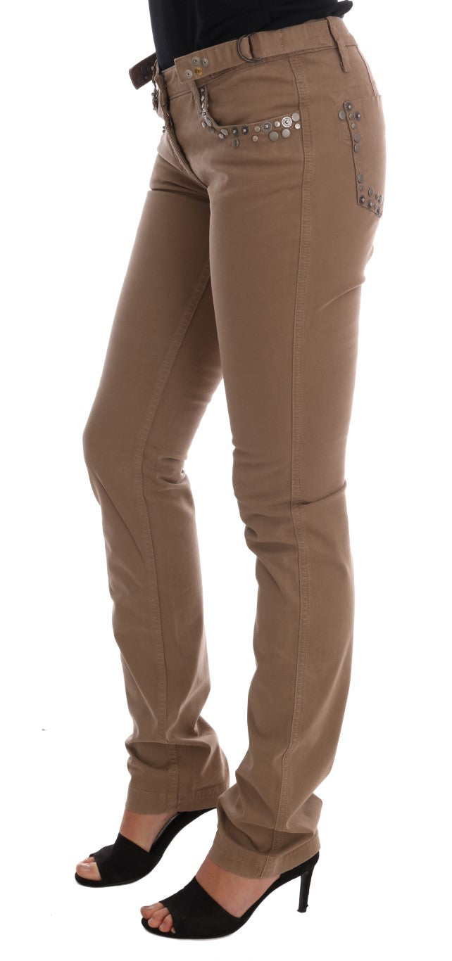 Costume National Beige Cotton Stretch Slim Fit Jeans | Regal Royce