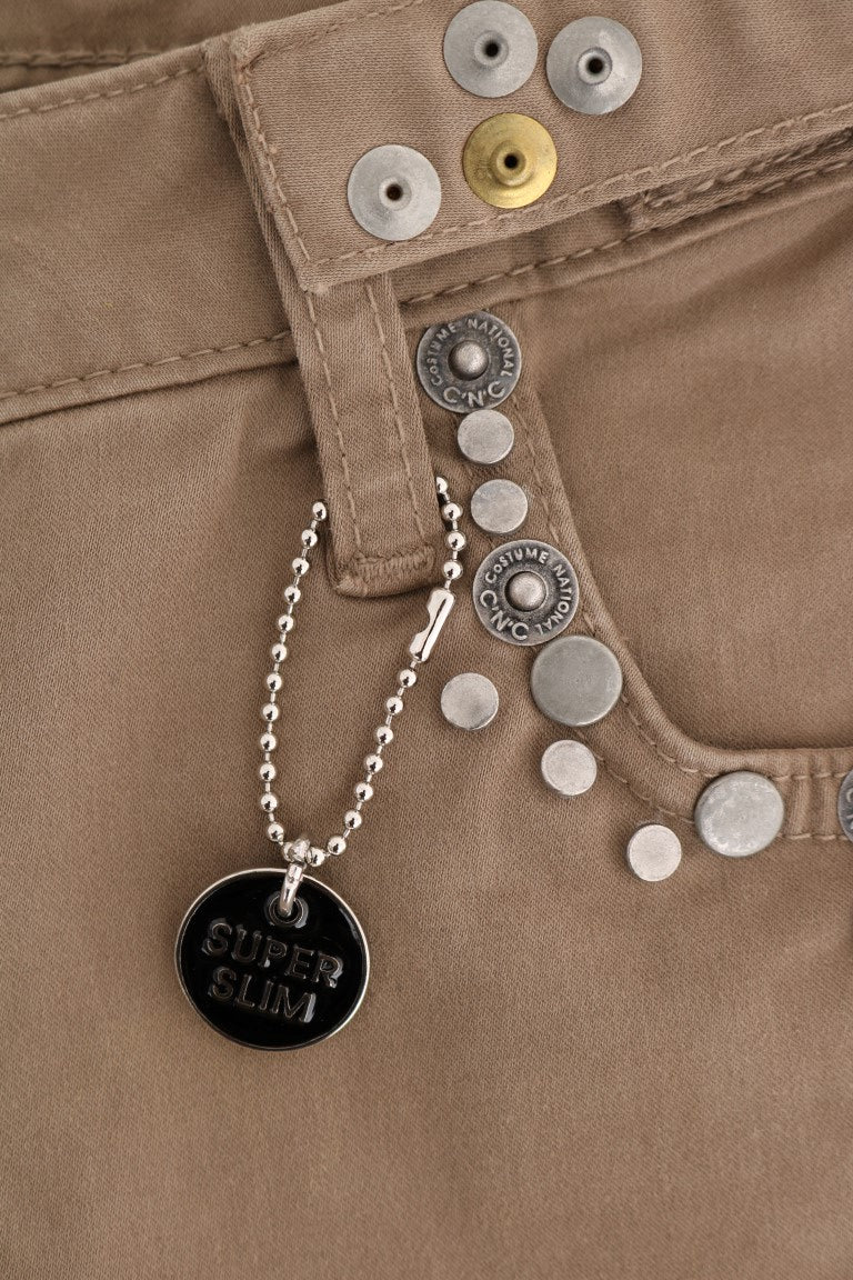 Costume National Beige Cotton Stretch Slim Fit Jeans | Regal Royce