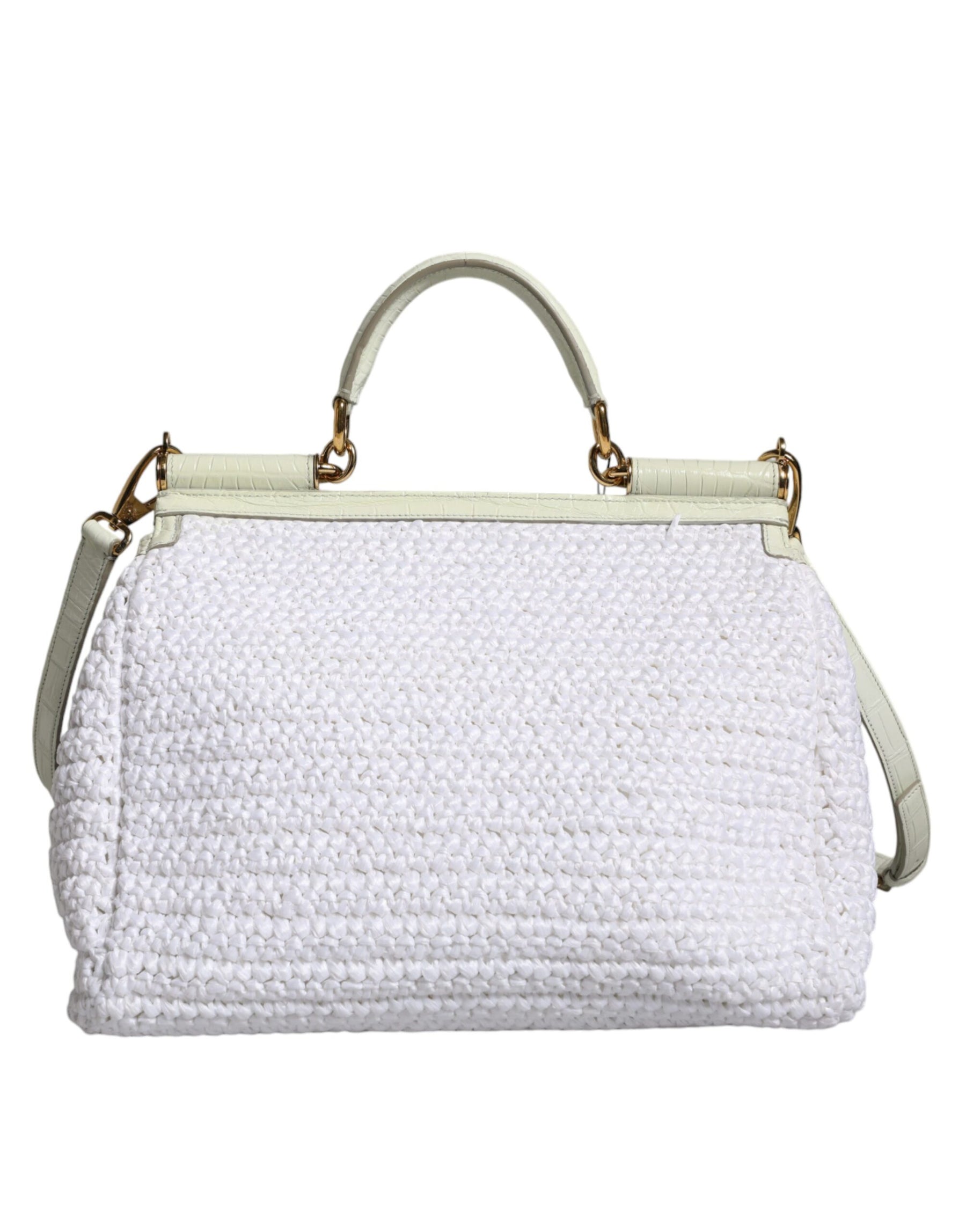 Dolce & Gabbana White Rafia Leather SICILY Crossbody Bag | Regal Royce