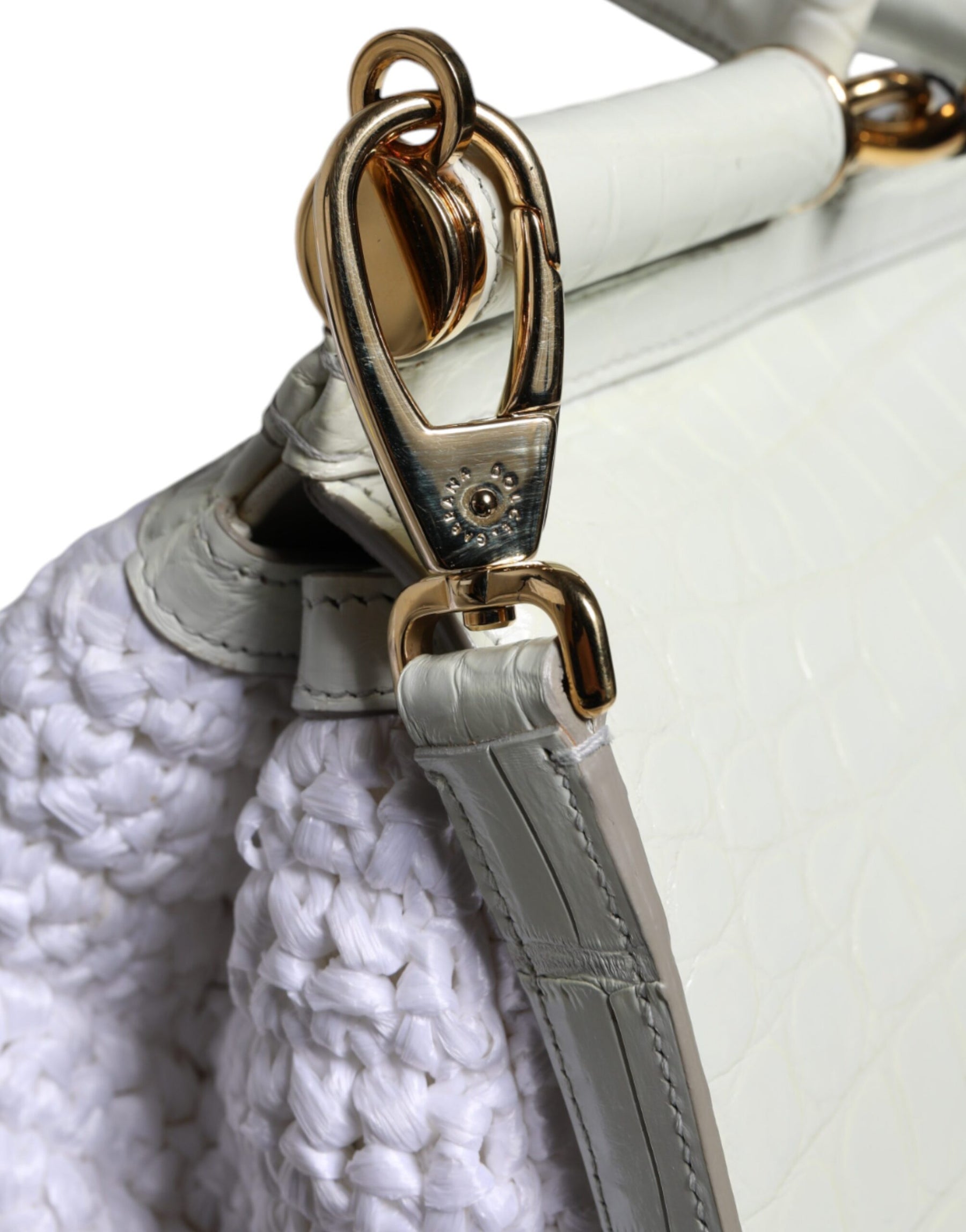 Dolce & Gabbana White Rafia Leather SICILY Crossbody Bag | Regal Royce