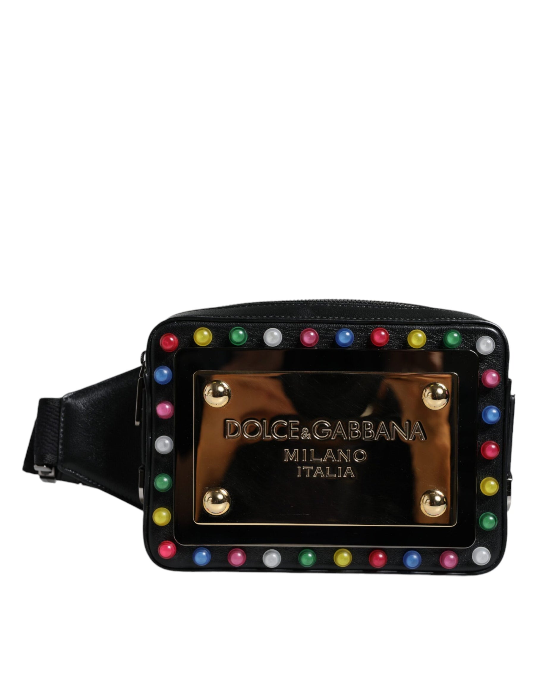 Dolce & Gabbana Black Leather LED Logo Belt Waist Fanny Pack Bag | Regal Royce