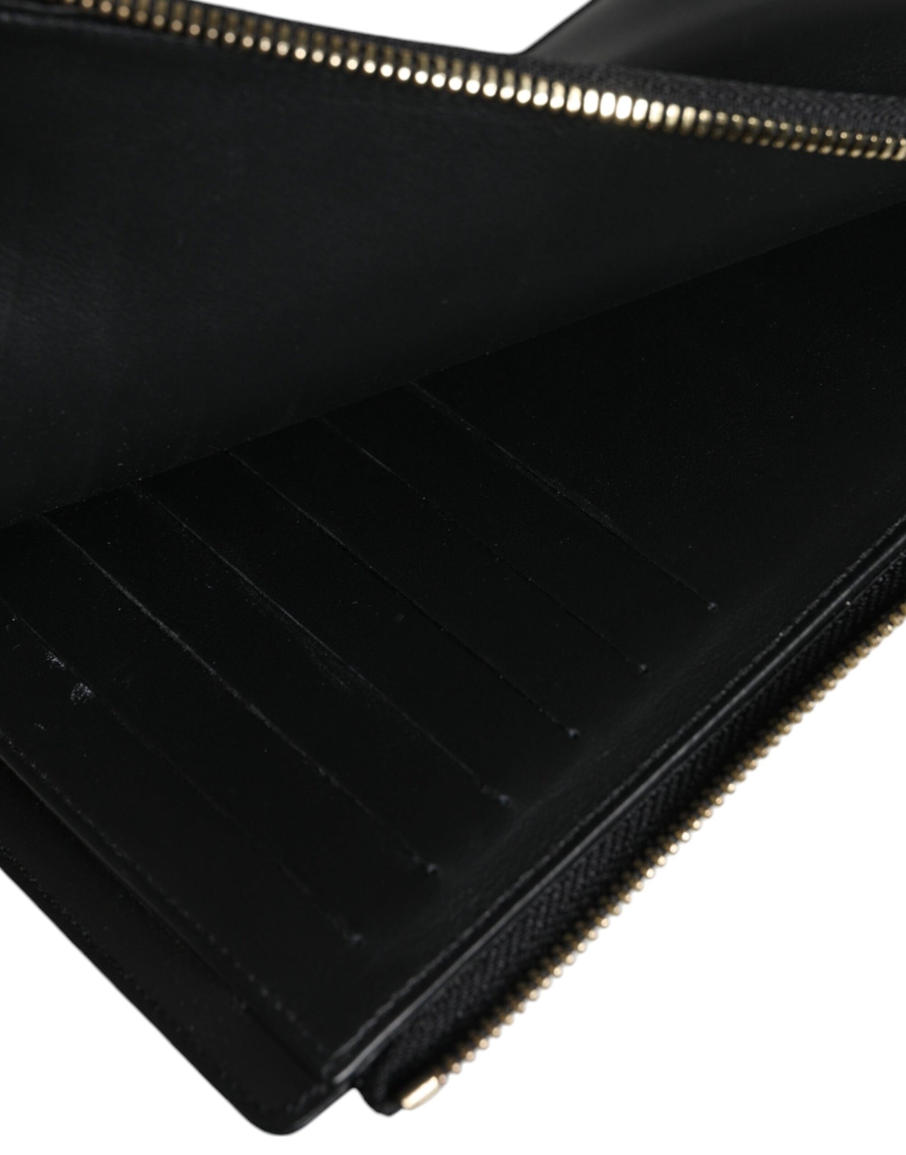 Dolce & Gabbana Black Leather Logo Plaque Neck Strap Card Coin Wallet | Regal Royce