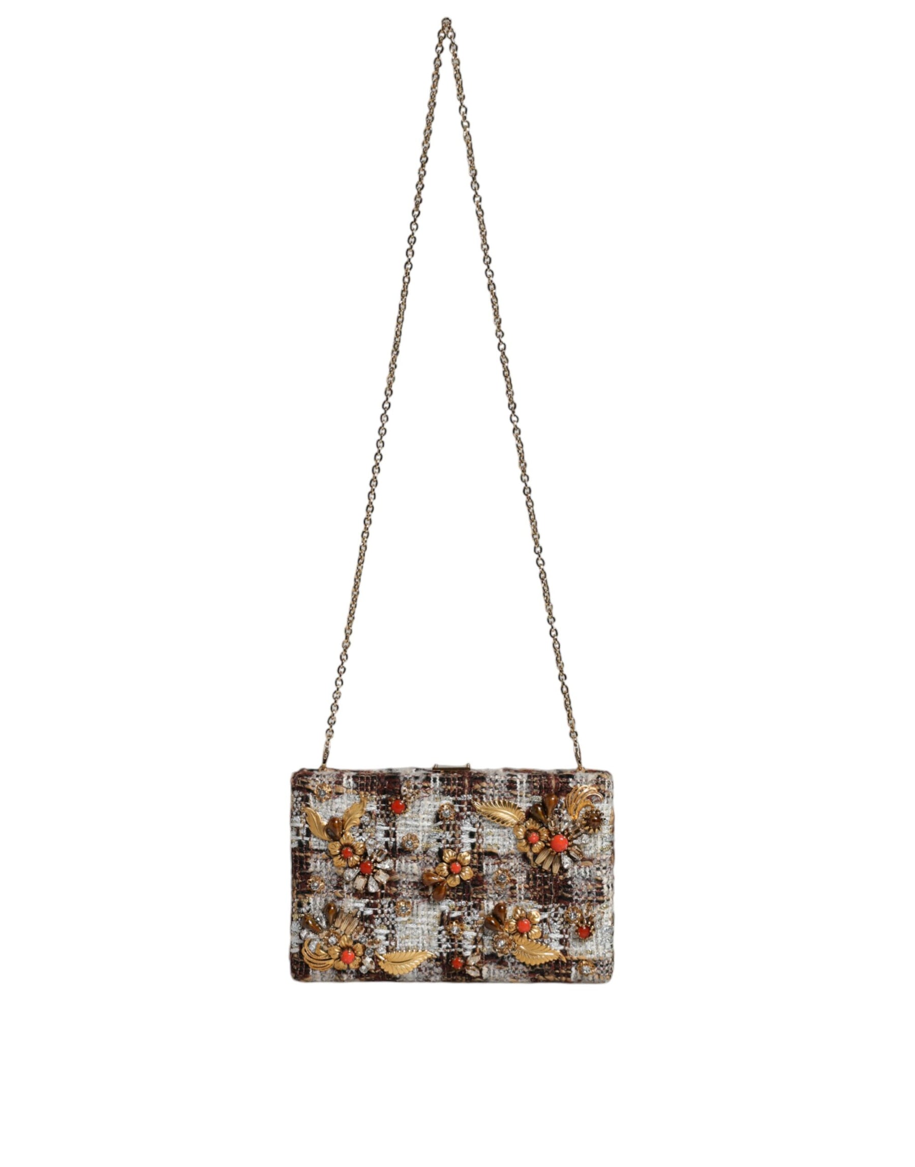 Dolce & Gabbana Multicolor Tweed Floral Clutch Crossbody Bag | Regal Royce