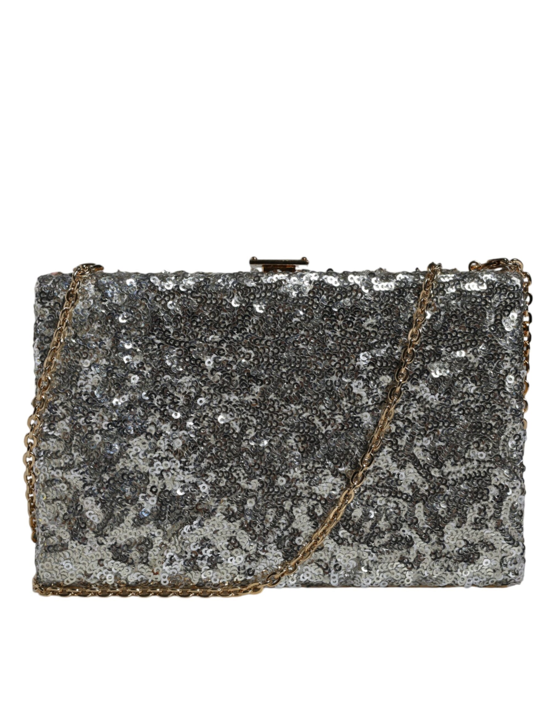 Dolce & Gabbana Silver Sequined Clutch Evening Crossbody Bag | Regal Royce