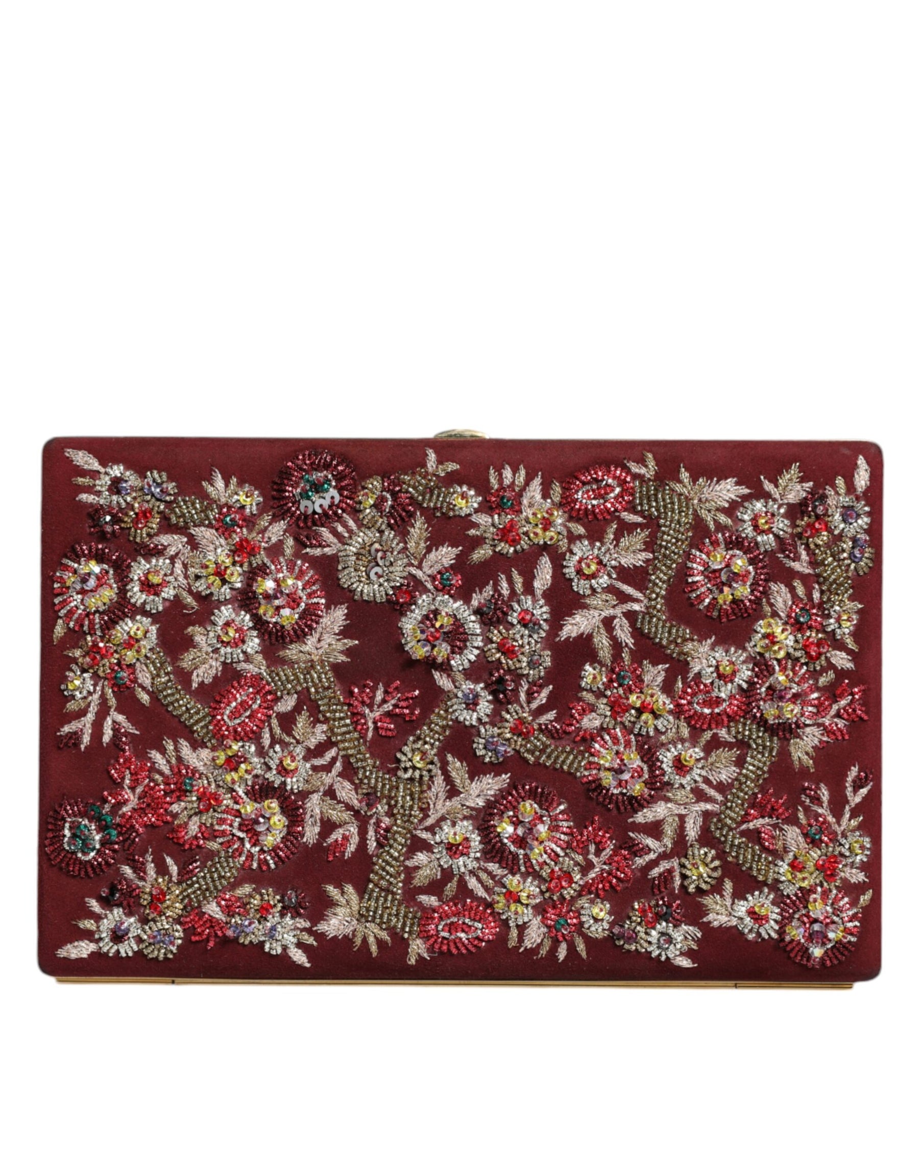 Dolce & Gabbana Bordeaux Velvet Gold Frame Clutch Evening Bag | Regal Royce