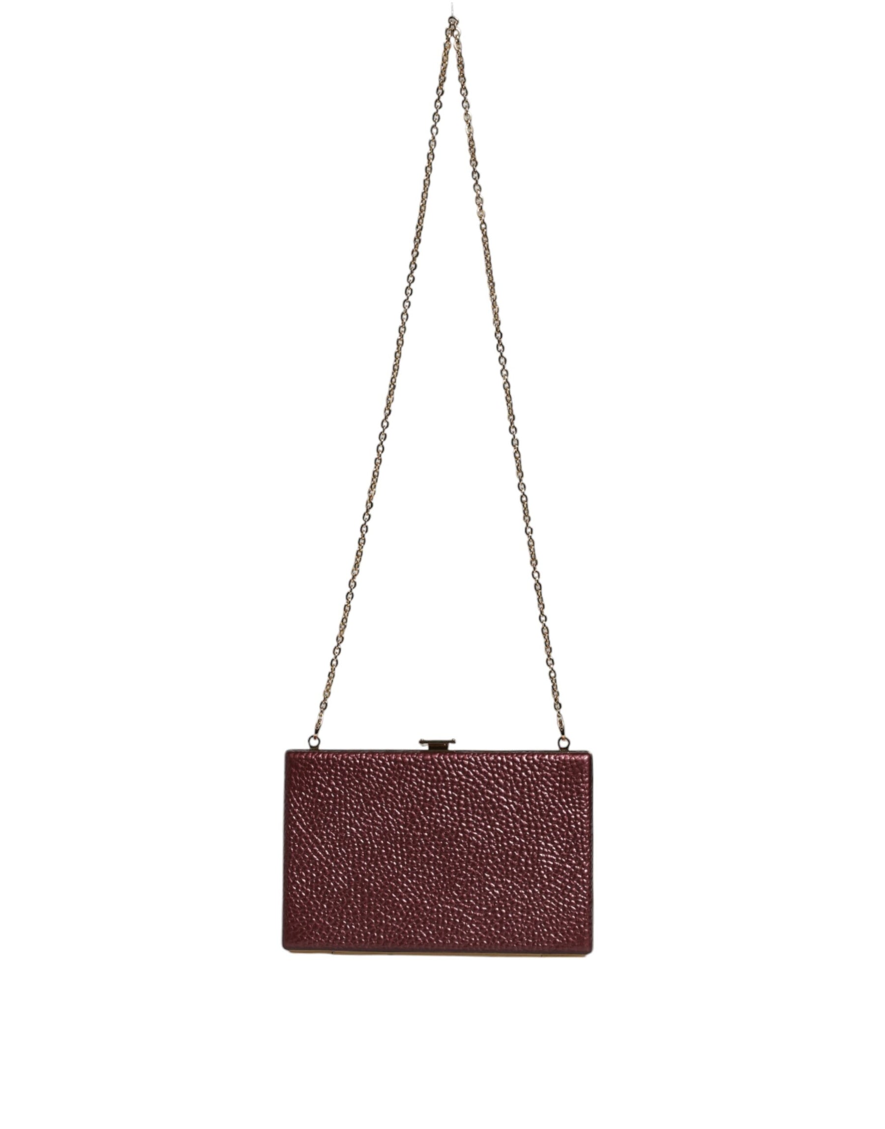Dolce & Gabbana Maroon Leather Clutch Evening Crossbody Bag | Regal Royce