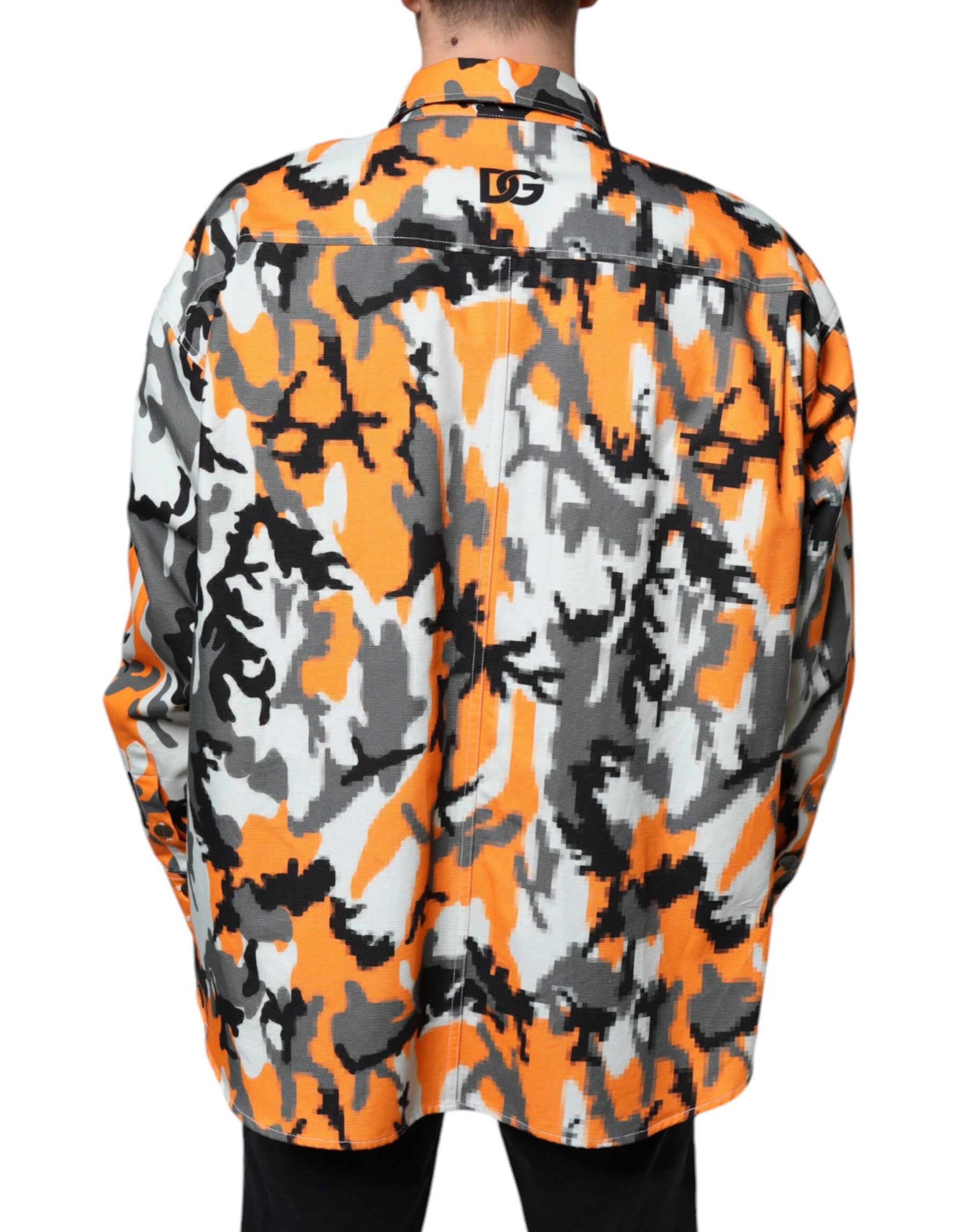 Dolce & Gabbana Multicolor Camouflage Cotton Denim Collared Jacket | Regal Royce