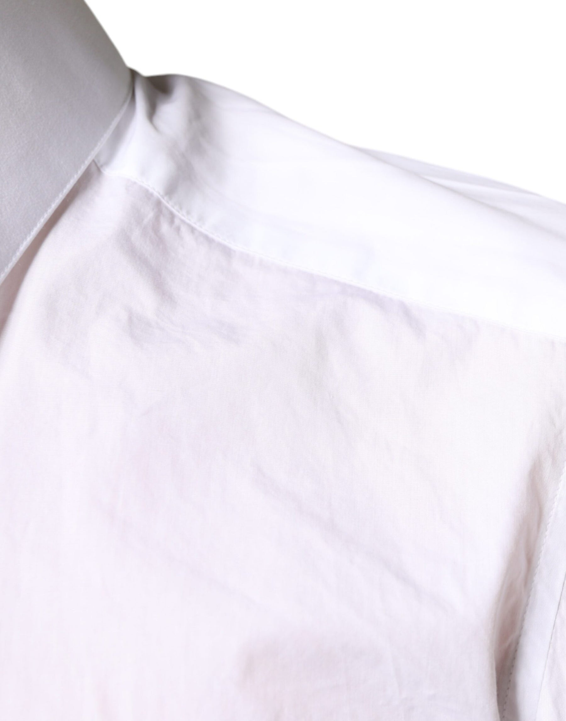 Dolce & Gabbana White Cotton Collared Men Formal Dress Shirt | Regal Royce