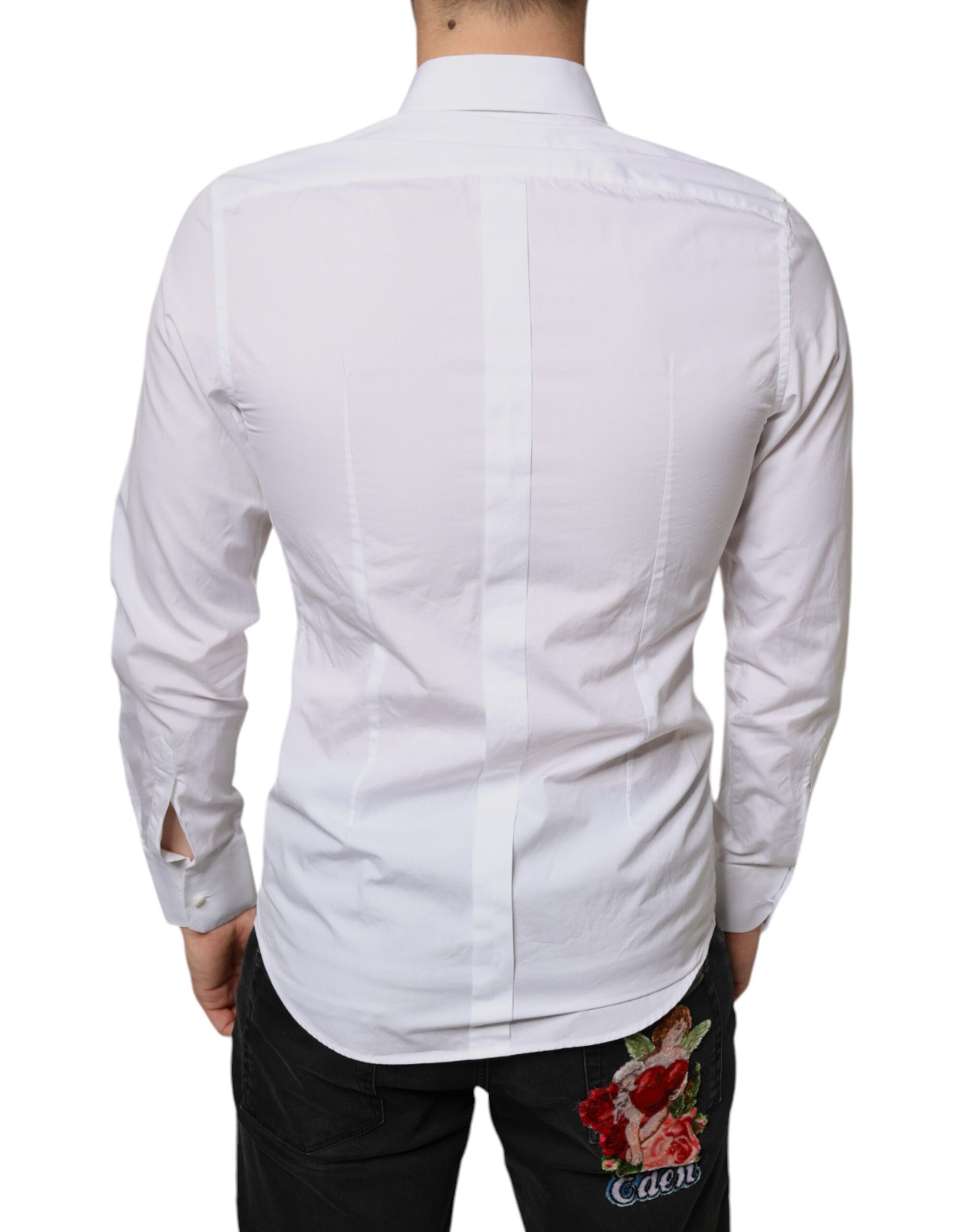 Dolce & Gabbana White Bib Cotton Poplin Formal Dress Shirt | Regal Royce