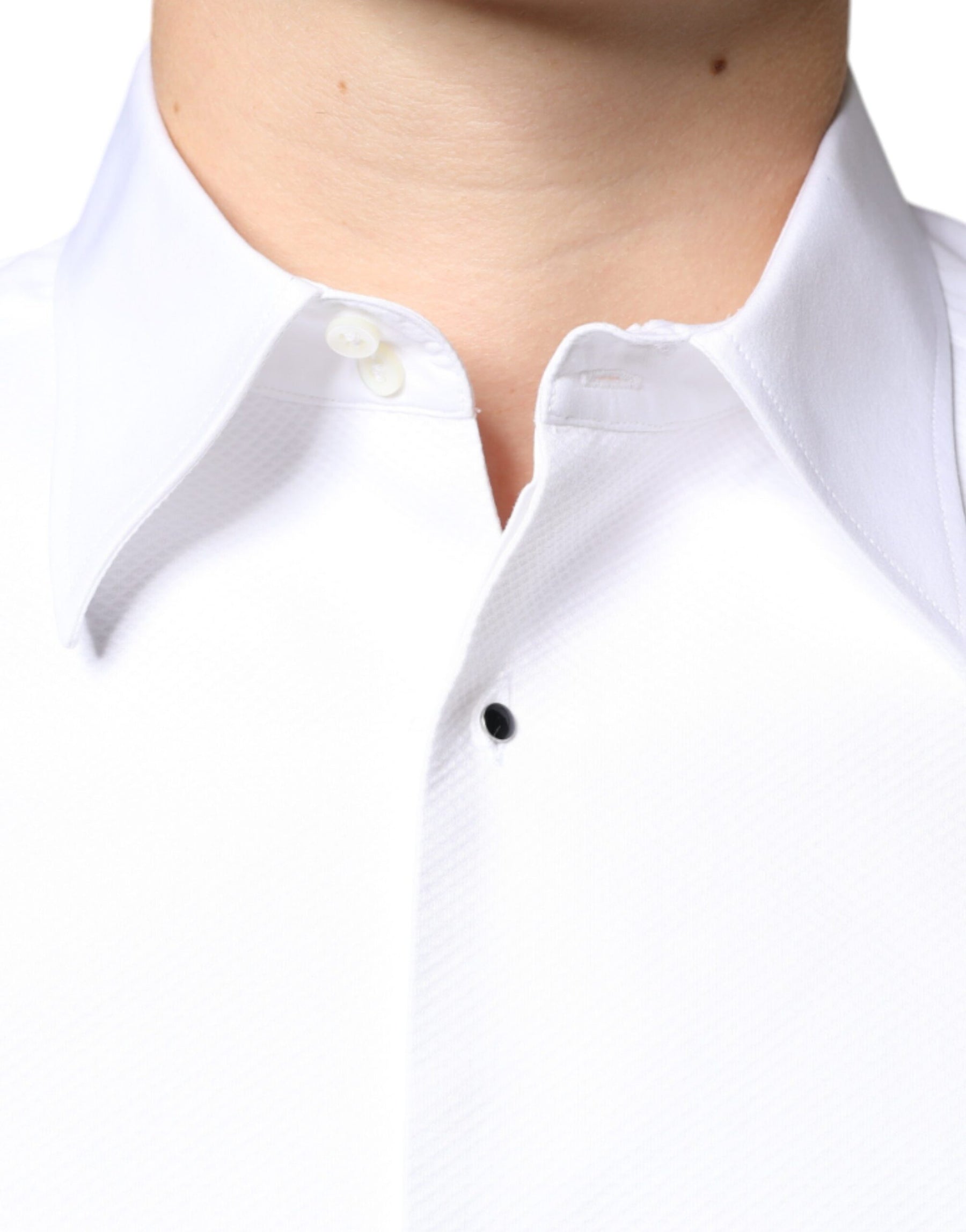 Dolce & Gabbana White Bib Cotton Poplin Formal Dress Shirt | Regal Royce