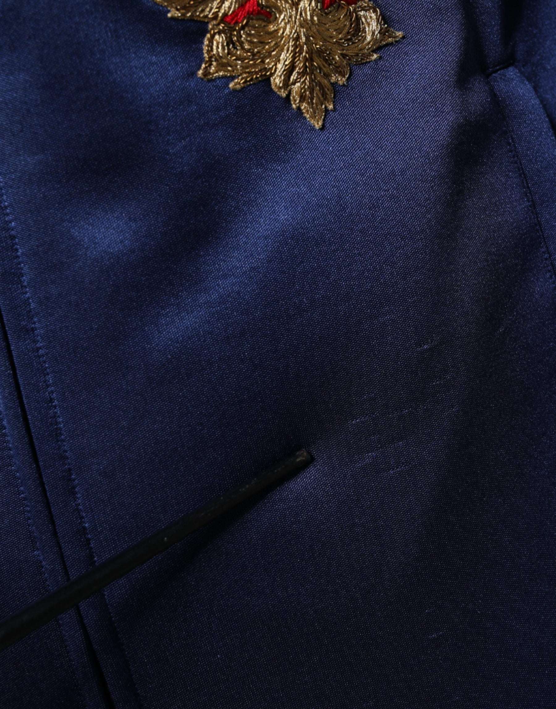 Dolce & Gabbana Blue Heraldic Patch Stripe King Bee Sweater | Regal Royce