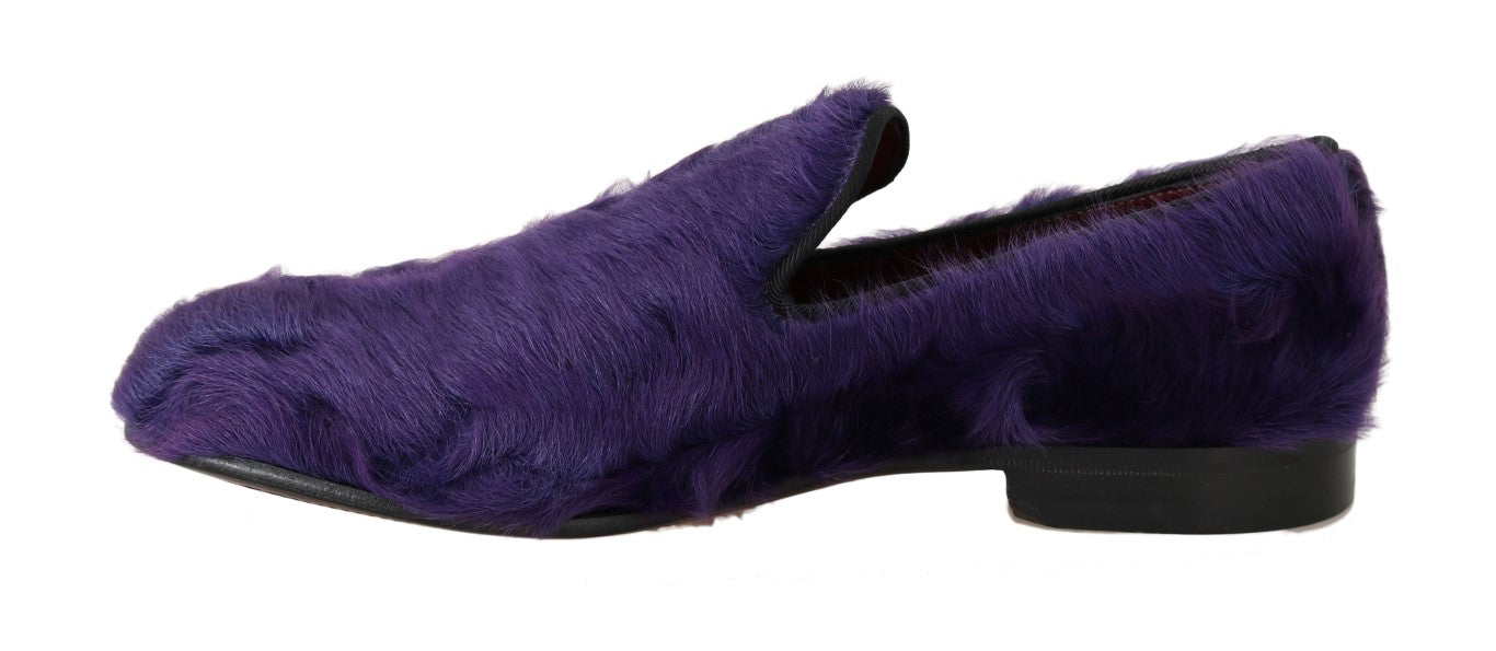 Dolce & Gabbana Purple Sheep Fur Leather Loafers | Regal Royce