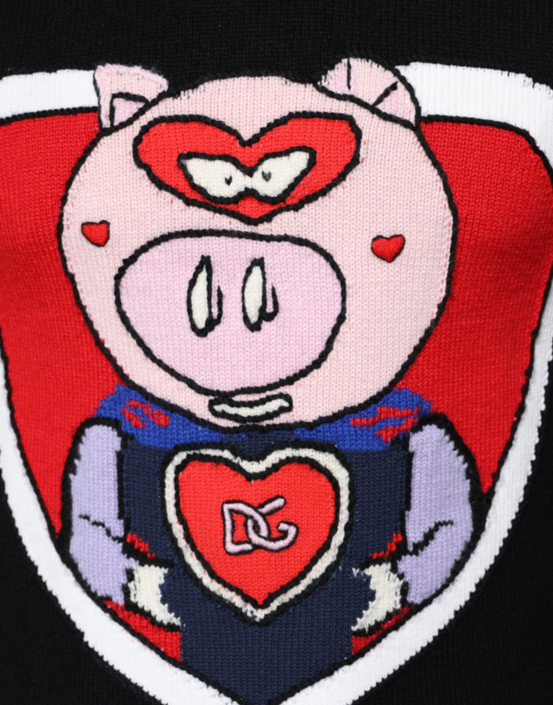 Dolce & Gabbana Black Cashmere Pig of the Year Pullover Sweater | Regal Royce