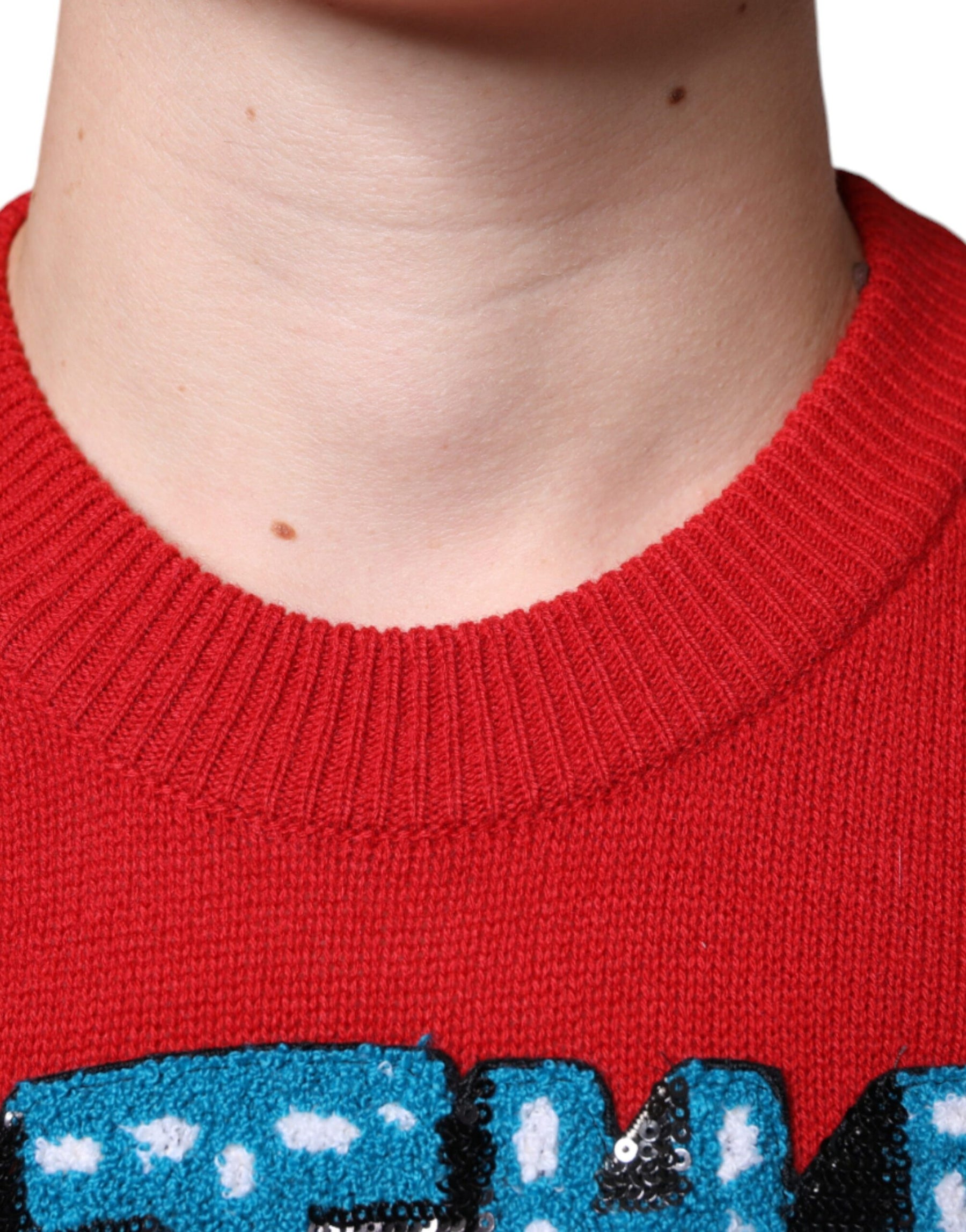 Dolce & Gabbana Red I'm The King Wool Crew Neck Sweatshirt Sweater | Regal Royce