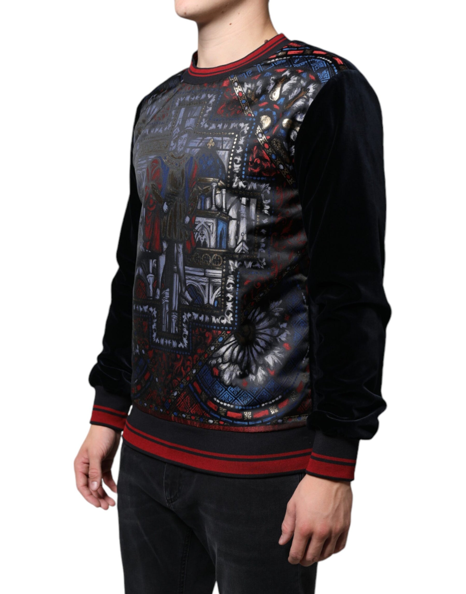 Dolce & Gabbana Multicolor Jacquard Crew Neck Sweatshirt Sweater | Regal Royce