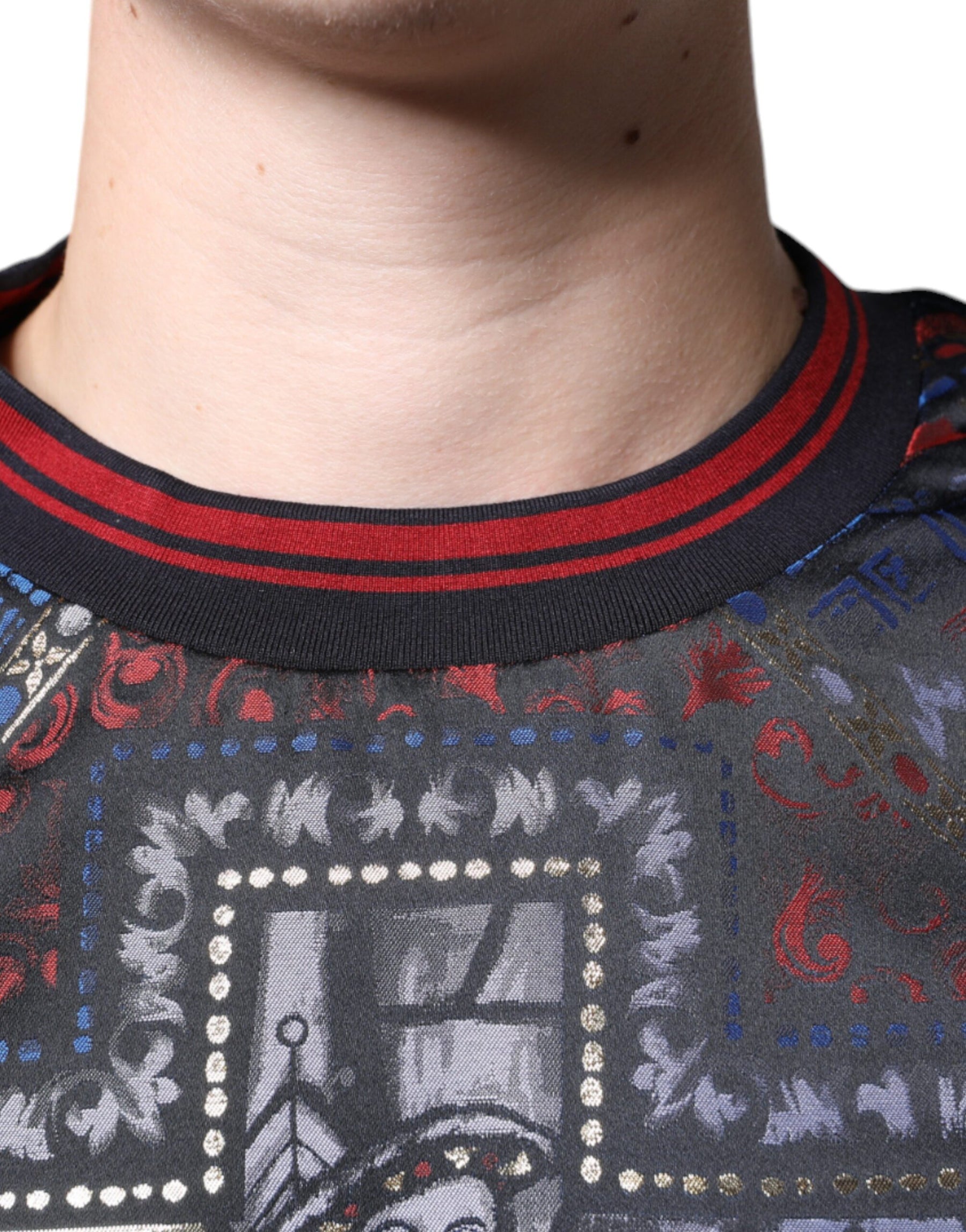 Dolce & Gabbana Multicolor Jacquard Crew Neck Sweatshirt Sweater | Regal Royce