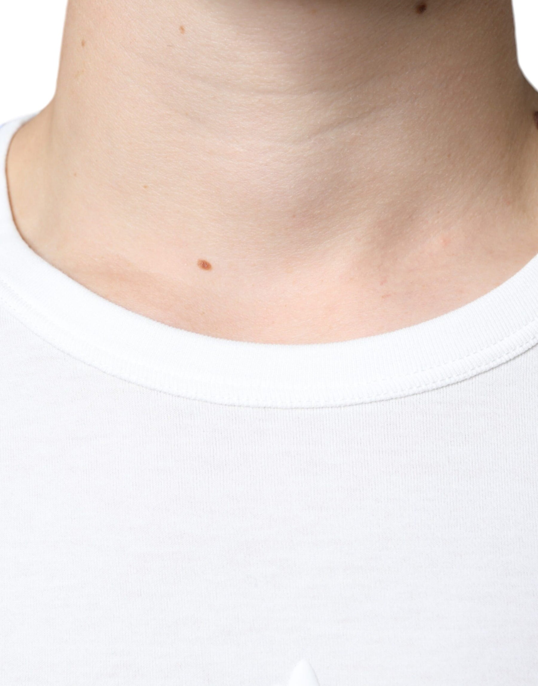 Dolce & Gabbana White Logo Embossed Cotton Crewneck T-shirt | Regal Royce