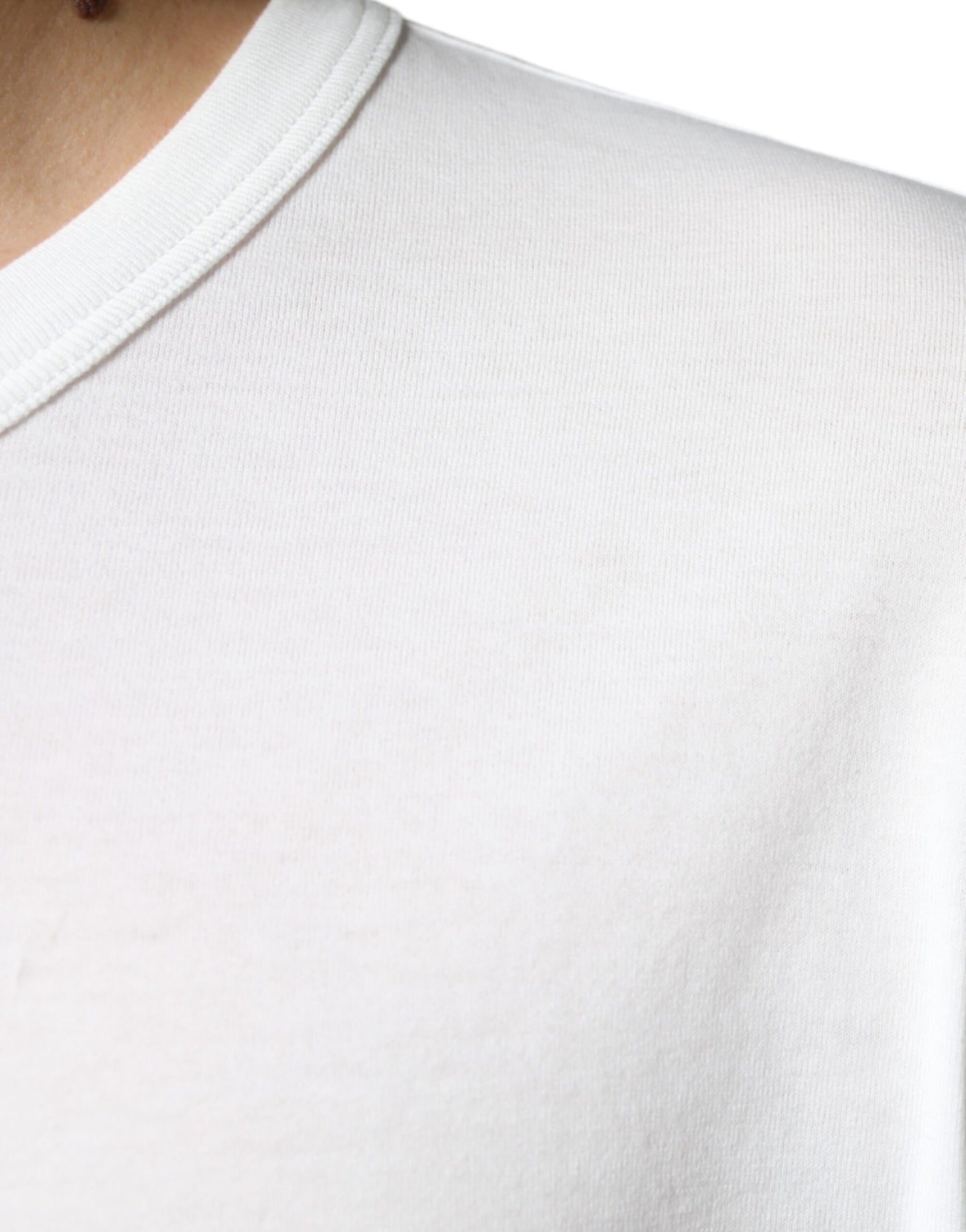 Dolce & Gabbana White Logo Embossed Cotton Crewneck T-shirt | Regal Royce