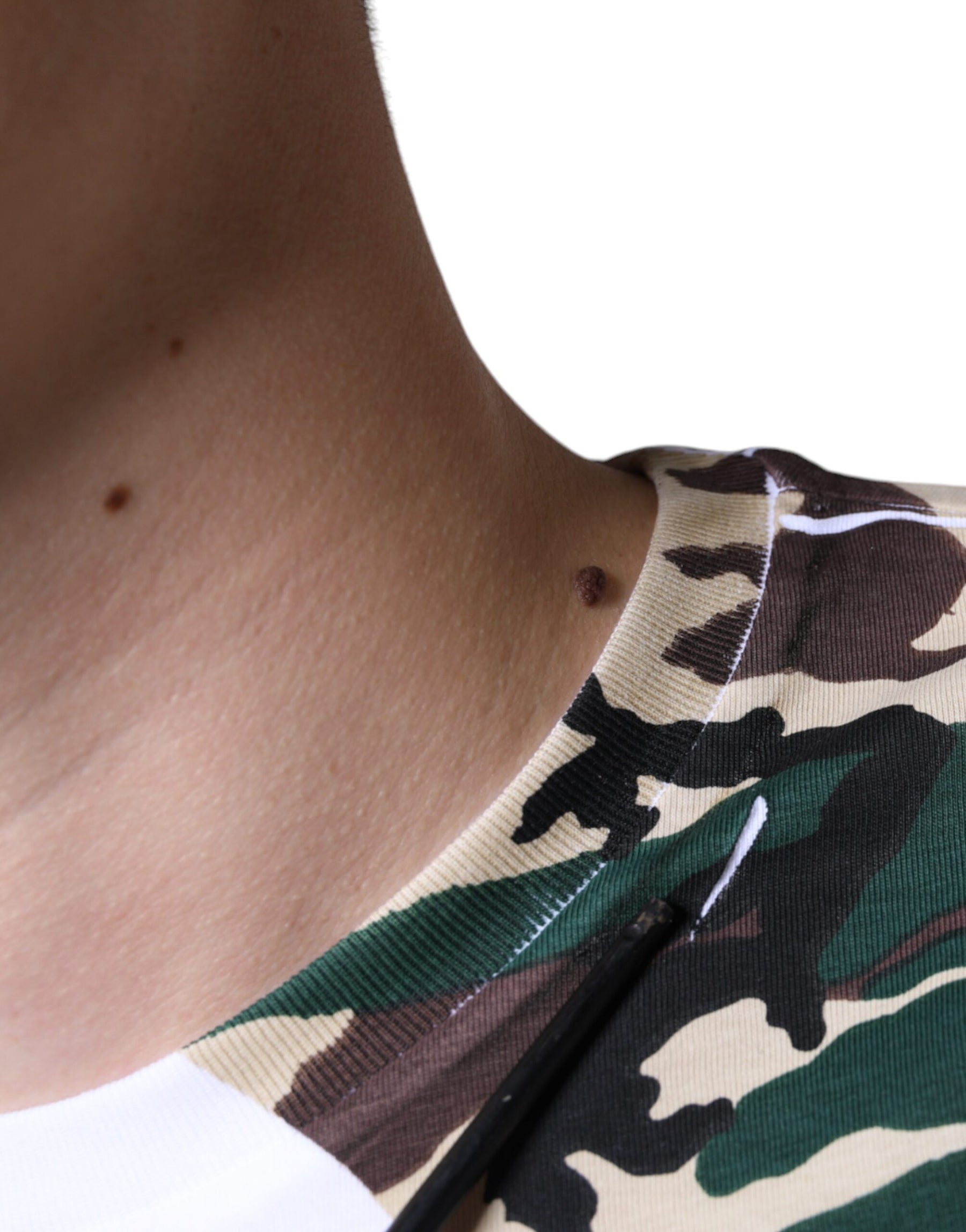 Dolce & Gabbana White Camouflage Stars Crew Neck T-shirt | Regal Royce