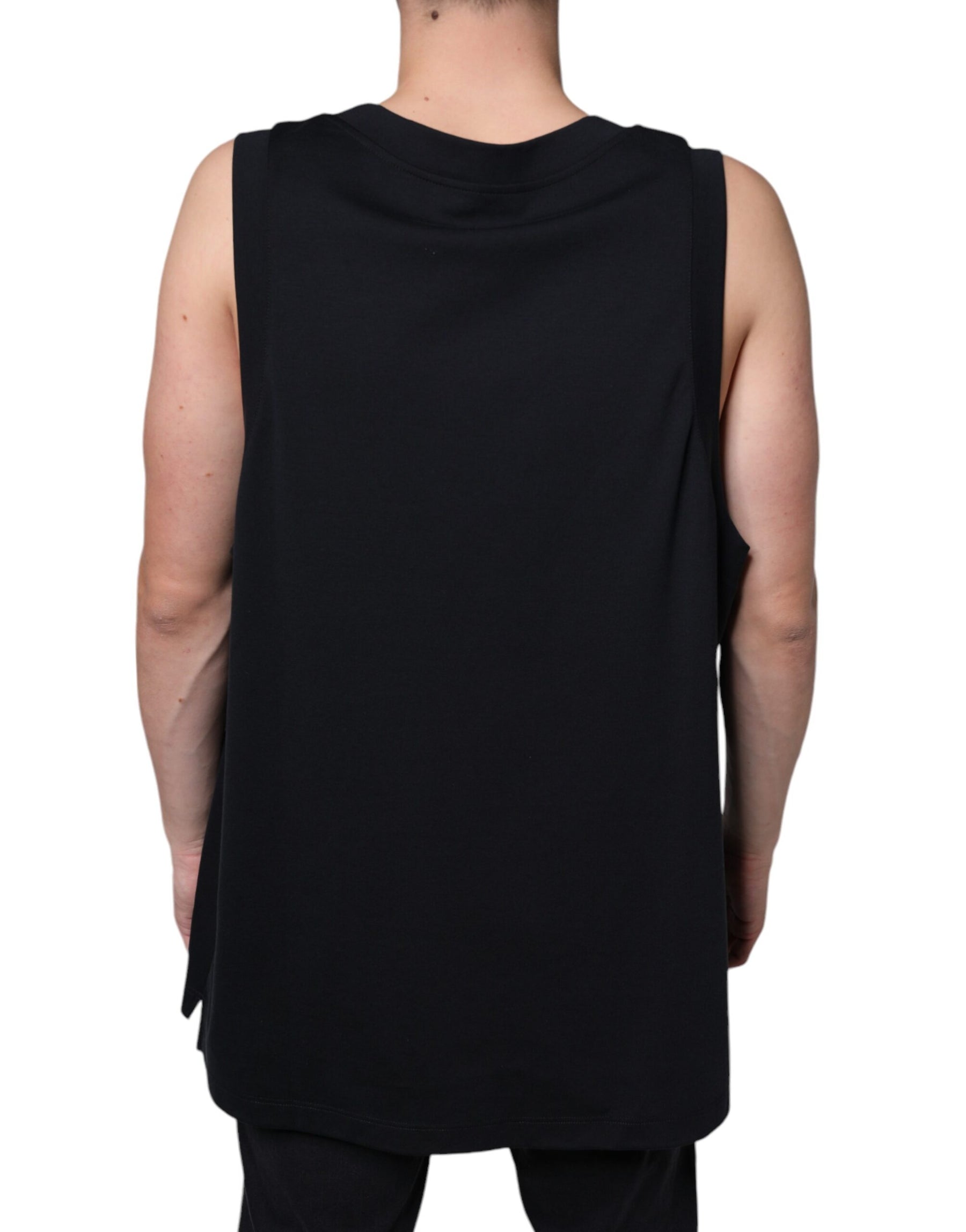 Dolce & Gabbana Black Cotton Born To Be Free Sleeveless T-shirt | Regal Royce