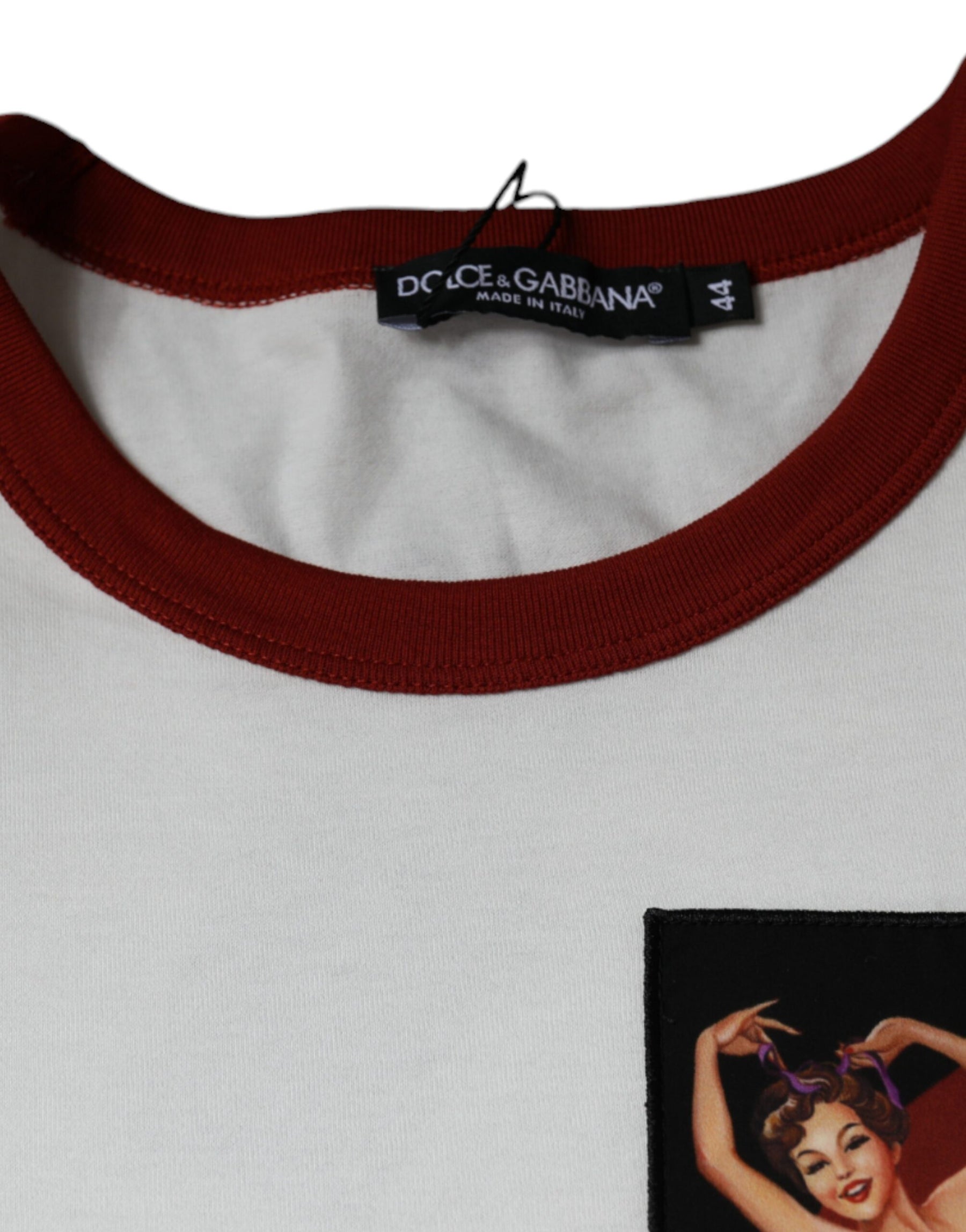Dolce & Gabbana White Graphic Print Cotton Crew Neck T-shirt | Regal Royce