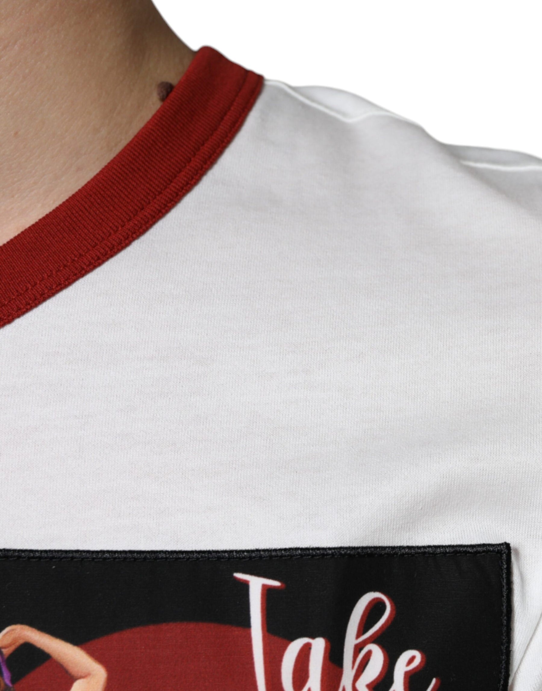 Dolce & Gabbana White Graphic Print Cotton Crew Neck T-shirt | Regal Royce