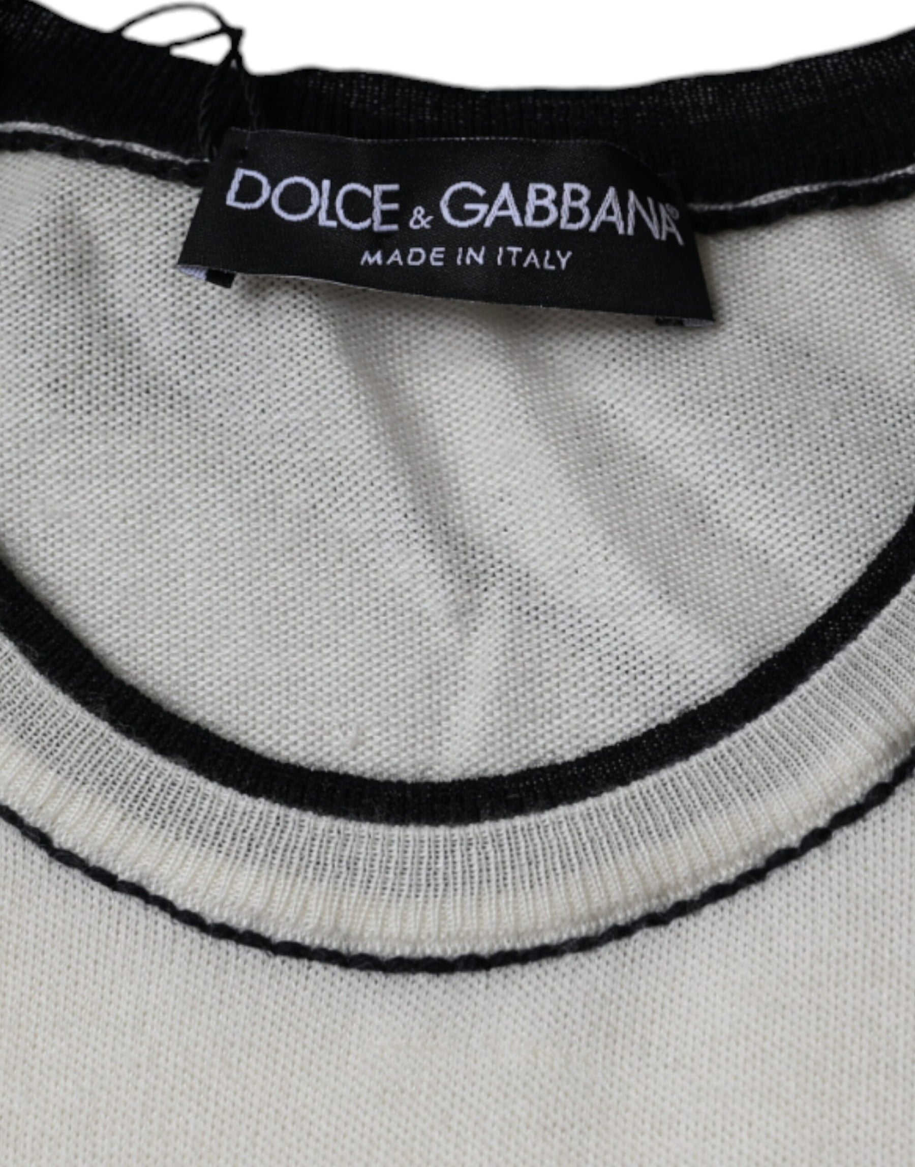 Dolce & Gabbana Off White Cashmere Short Sleeves T-shirt | Regal Royce