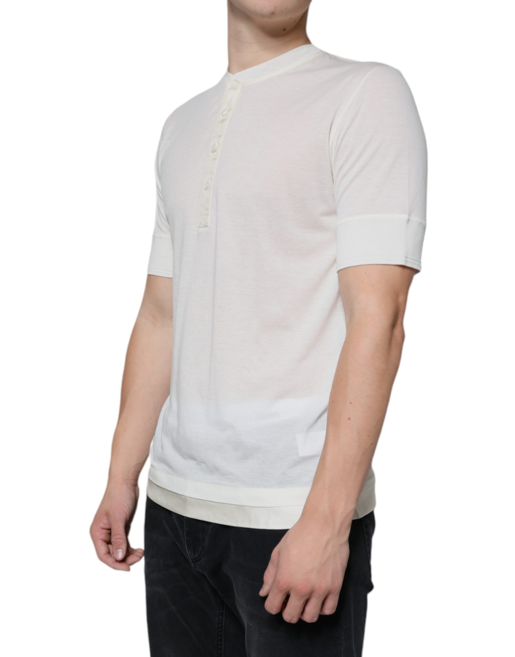 Dolce & Gabbana Off White Cotton Short Sleeves T-shirt | Regal Royce