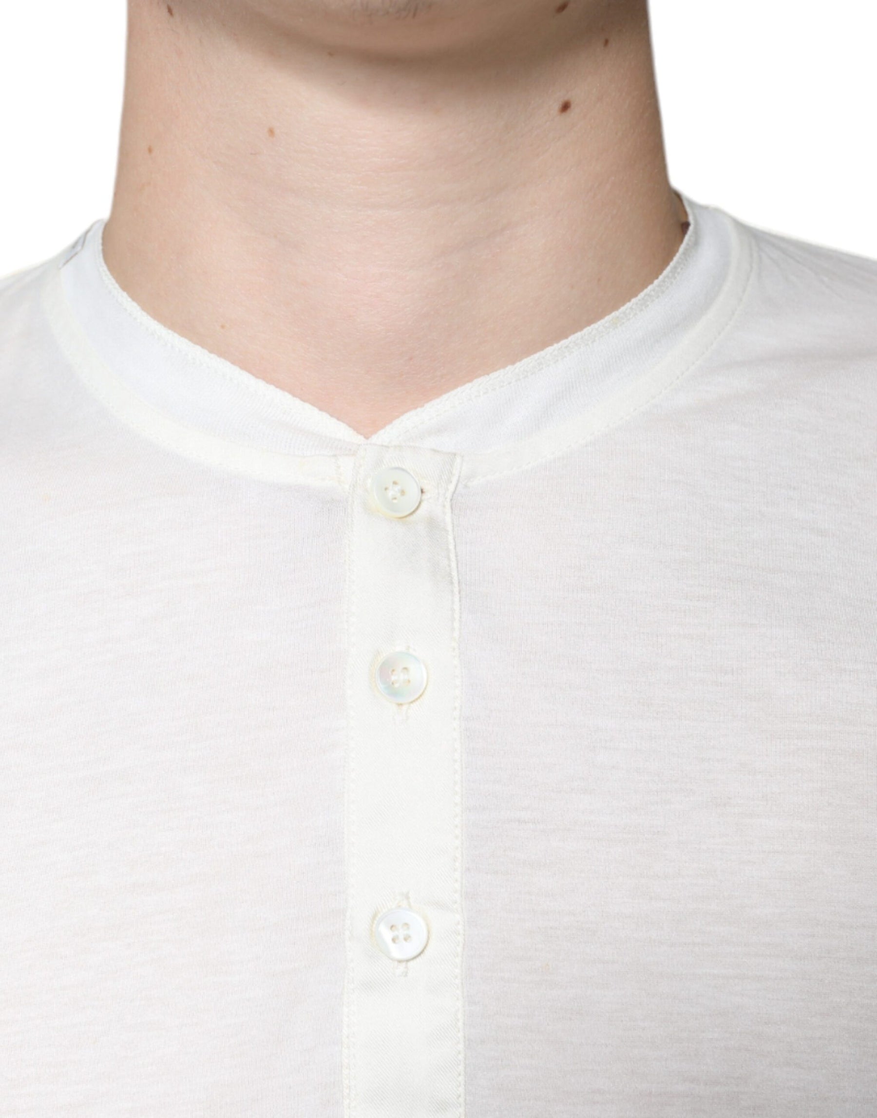 Dolce & Gabbana Off White Cotton Short Sleeves T-shirt | Regal Royce