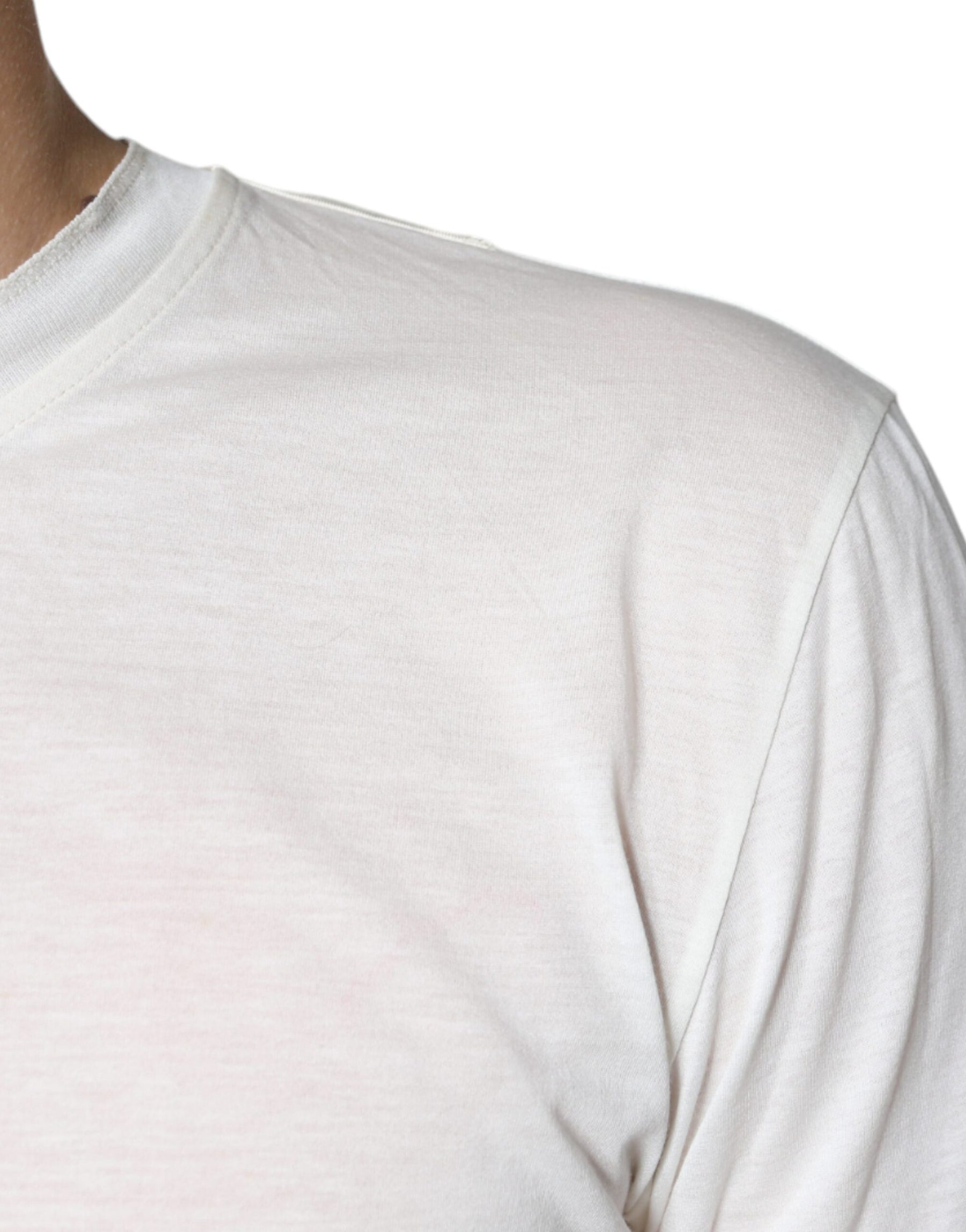 Dolce & Gabbana Off White Cotton Short Sleeves T-shirt | Regal Royce