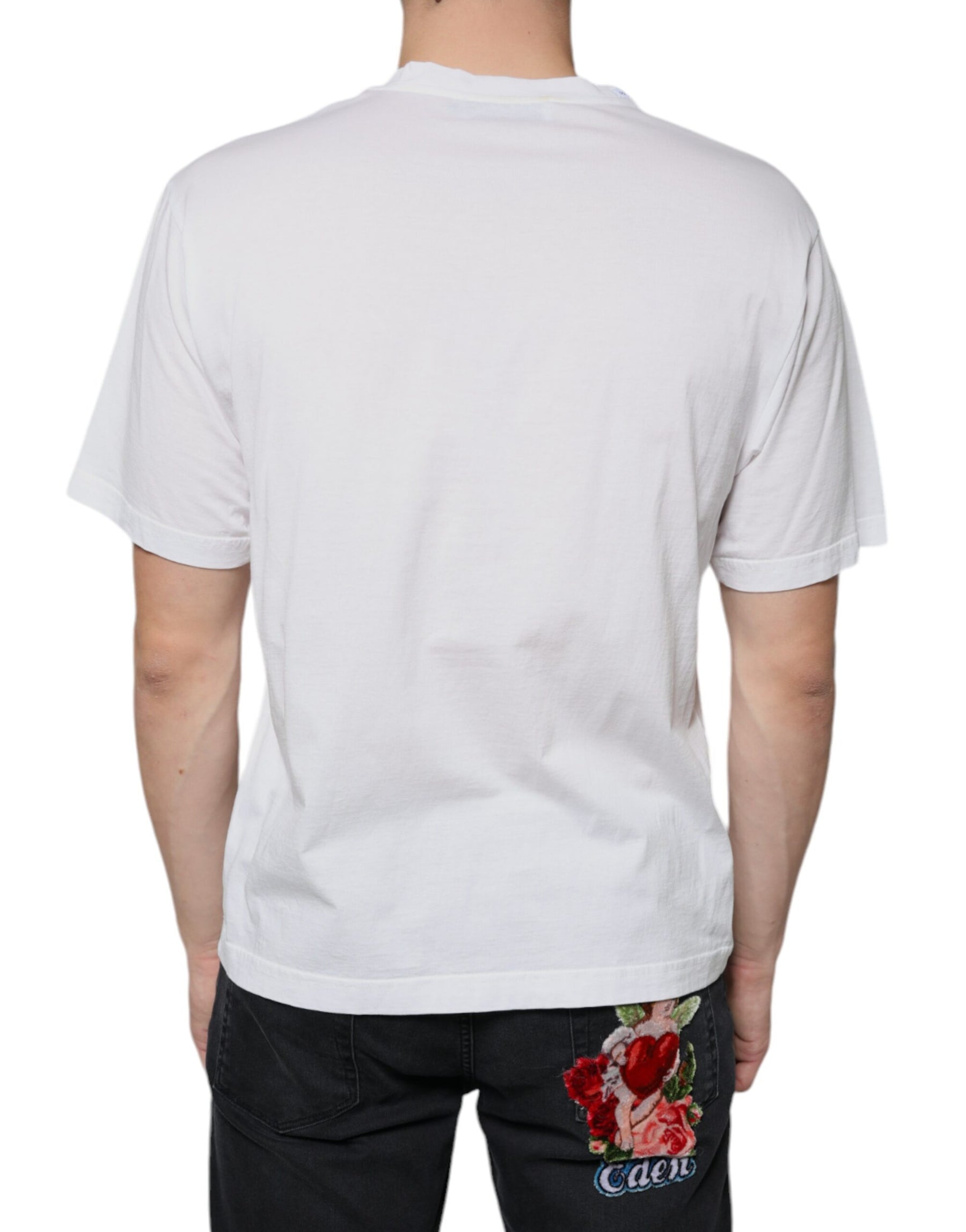 Dolce & Gabbana White Cotton DG Logo Print Casual T-shirt | Regal Royce