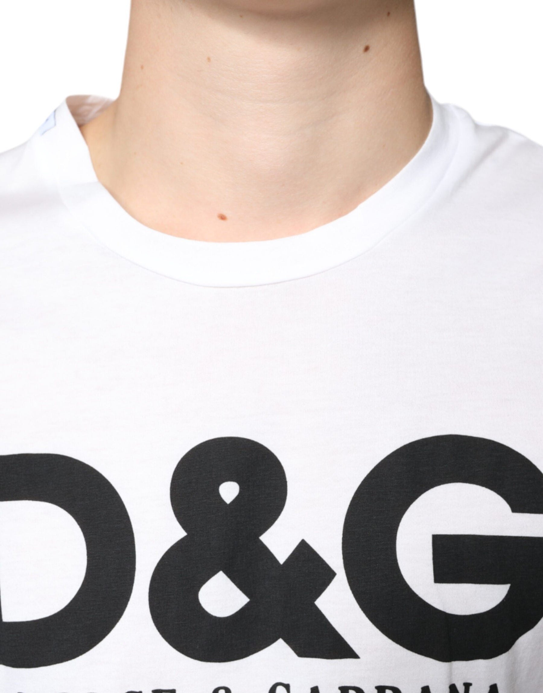 Dolce & Gabbana White Cotton DG Logo Print Casual T-shirt | Regal Royce