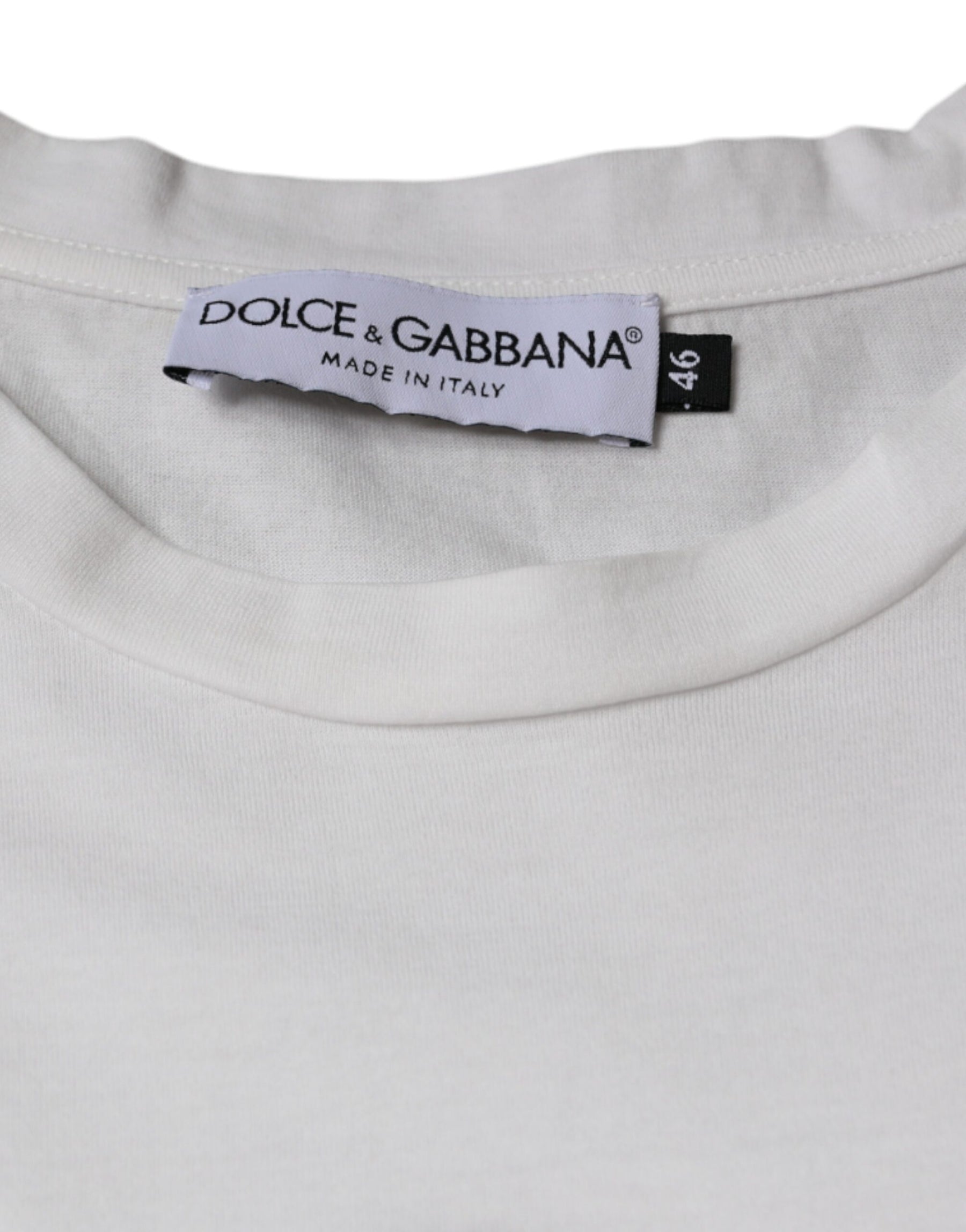 Dolce & Gabbana White Cotton DG Logo Print Casual T-shirt | Regal Royce