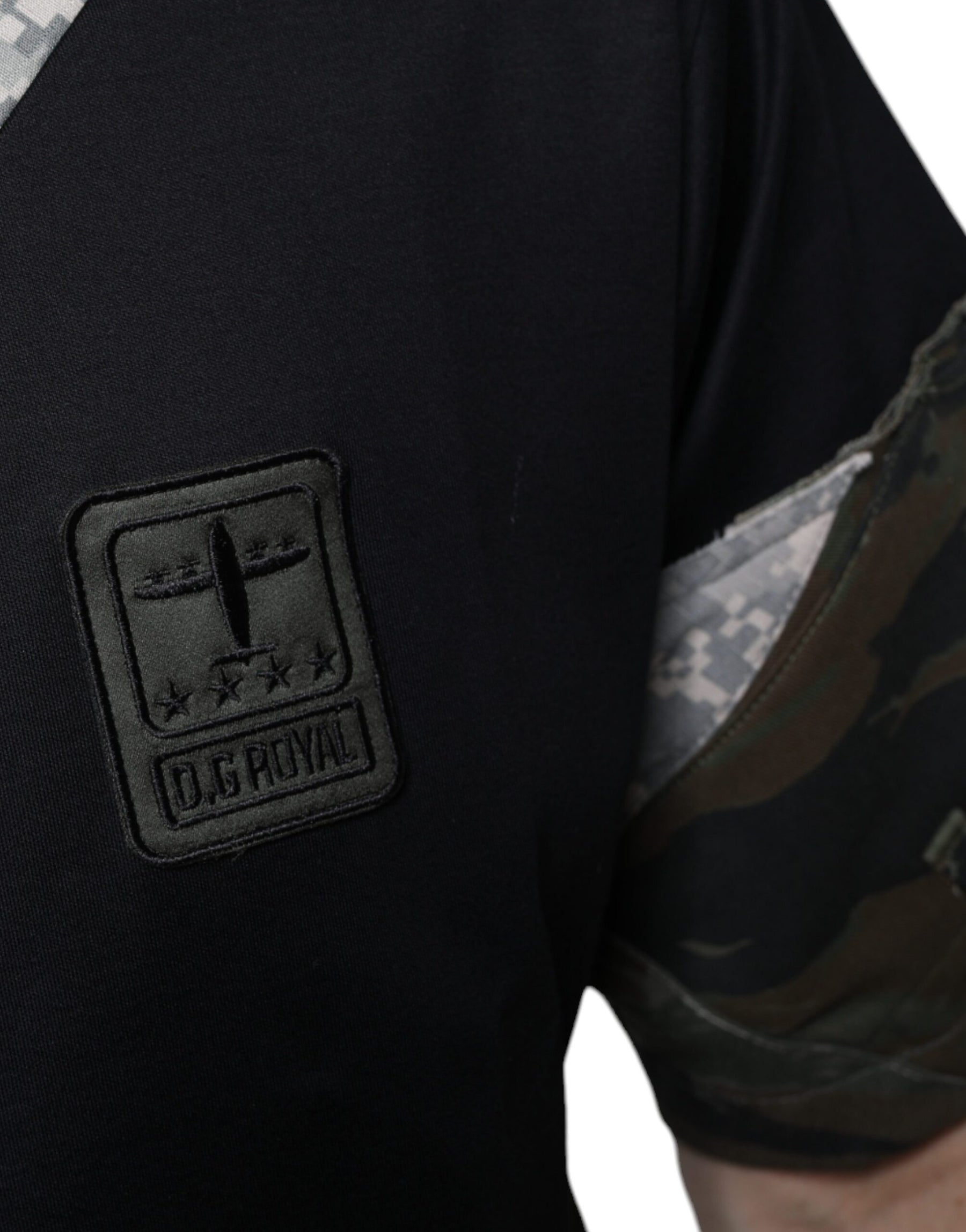 Dolce & Gabbana Multicolor Camouflage Patchwork DG Royal T-shirt | Regal Royce