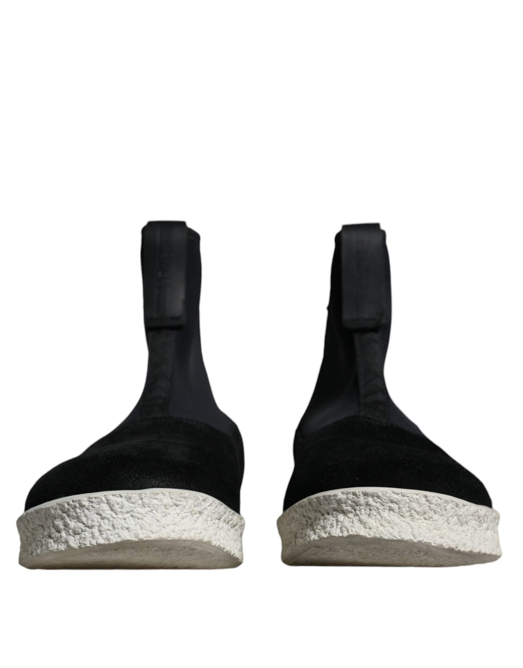 Alexander McQueen Black White Neoprene Takeshi Mid Calf Boots Shoes | Regal Royce