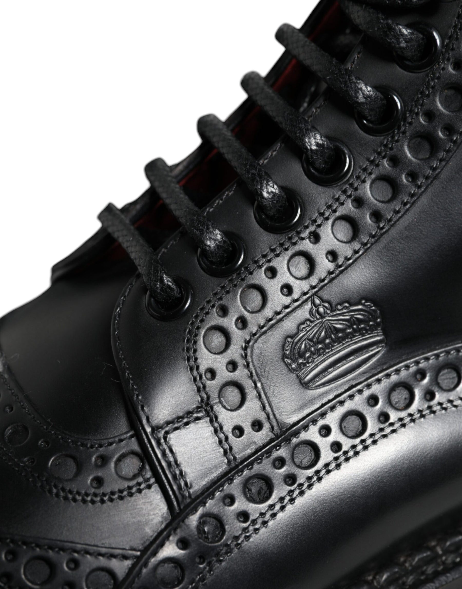 Dolce & Gabbana Black Leather Lace Up Mid Calf Boots Shoes | Regal Royce