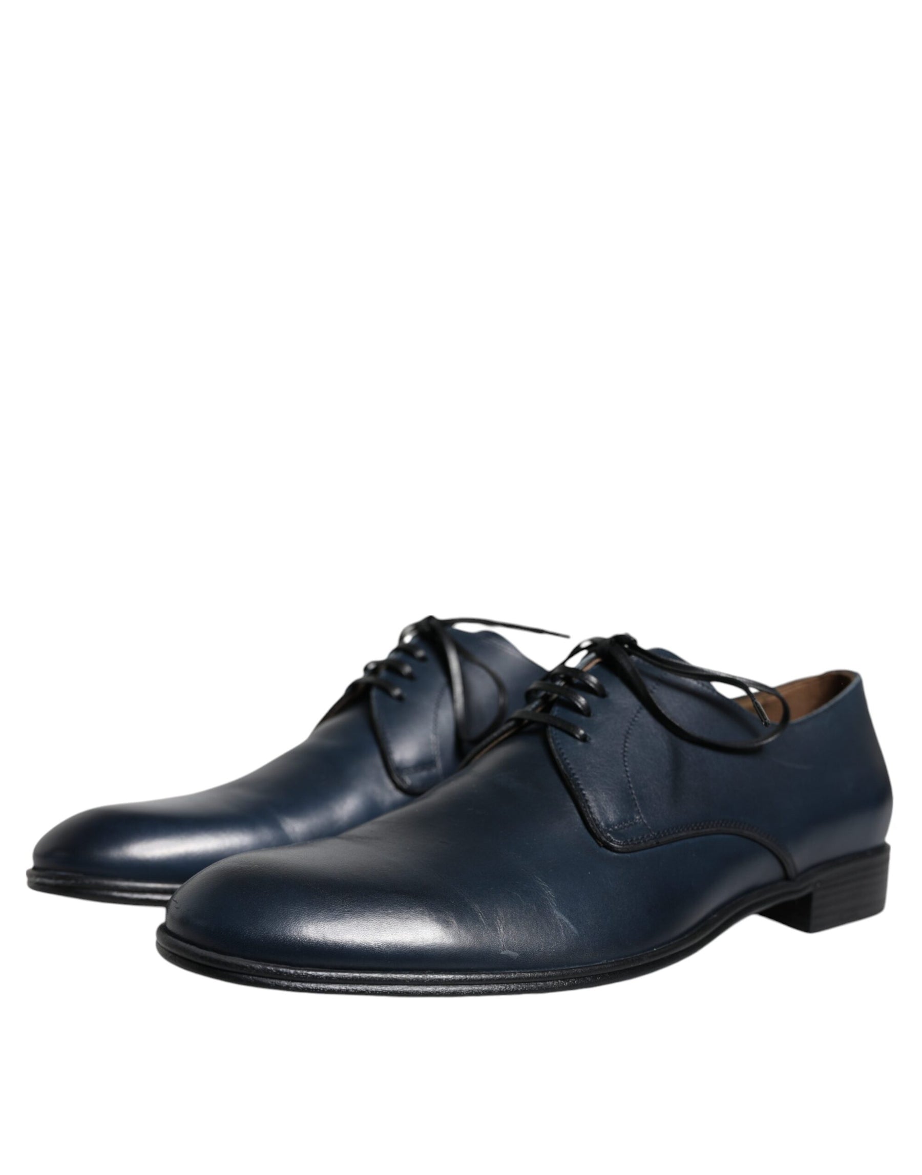 Dolce & Gabbana Navy Blue Leather Derby Dress Formal Shoes | Regal Royce