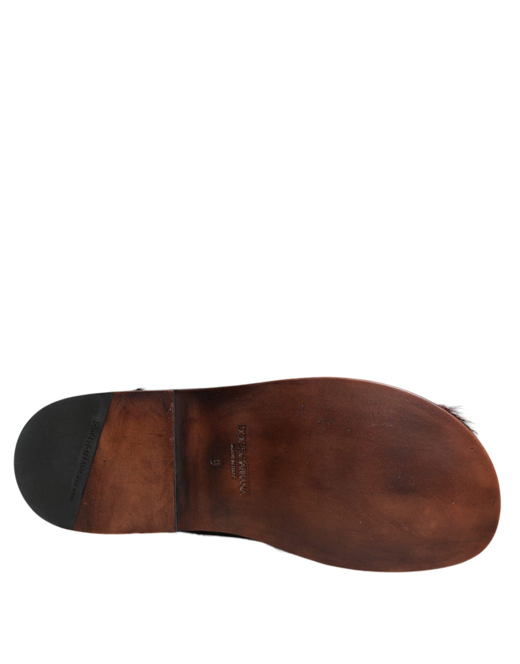 Dolce & Gabbana Black Red Gazelle Hair Leather Sandals Shoes | Regal Royce