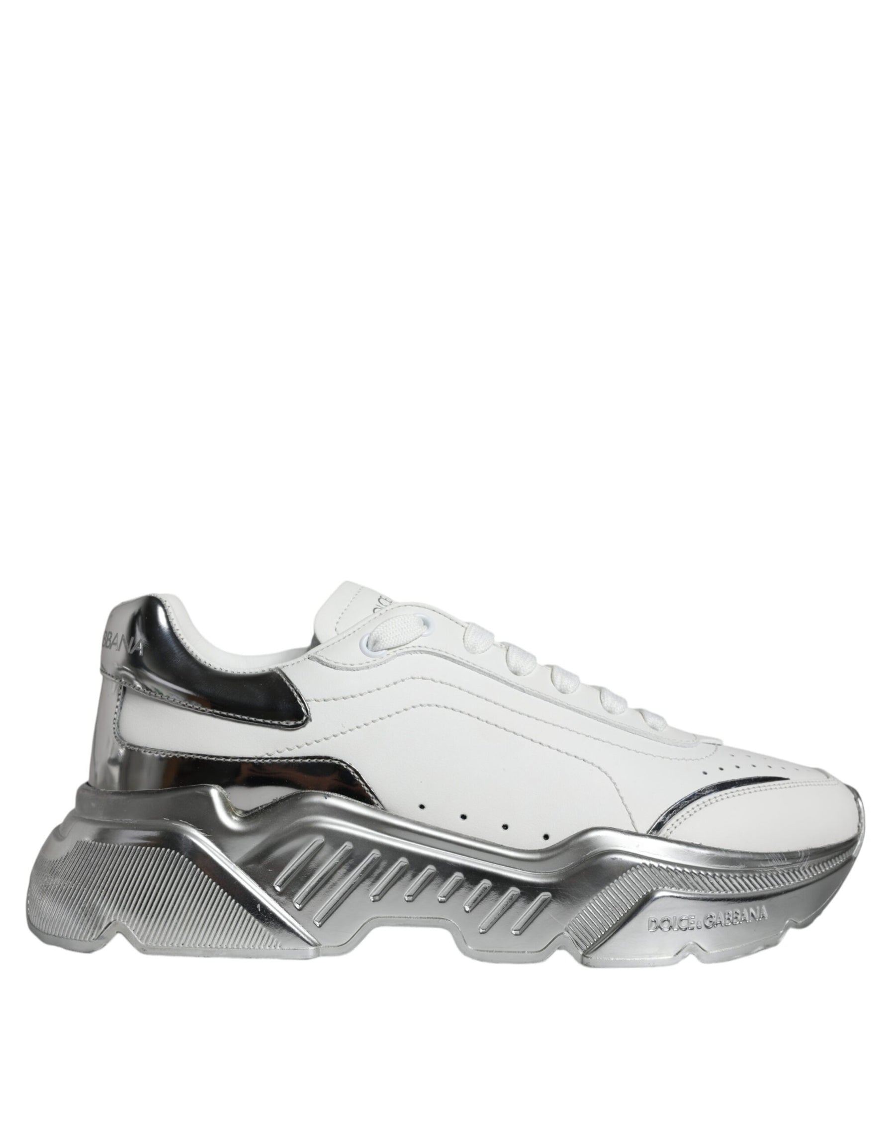 Dolce & Gabbana White Silver Daymaster Low Top Sneakers Shoes | Regal Royce