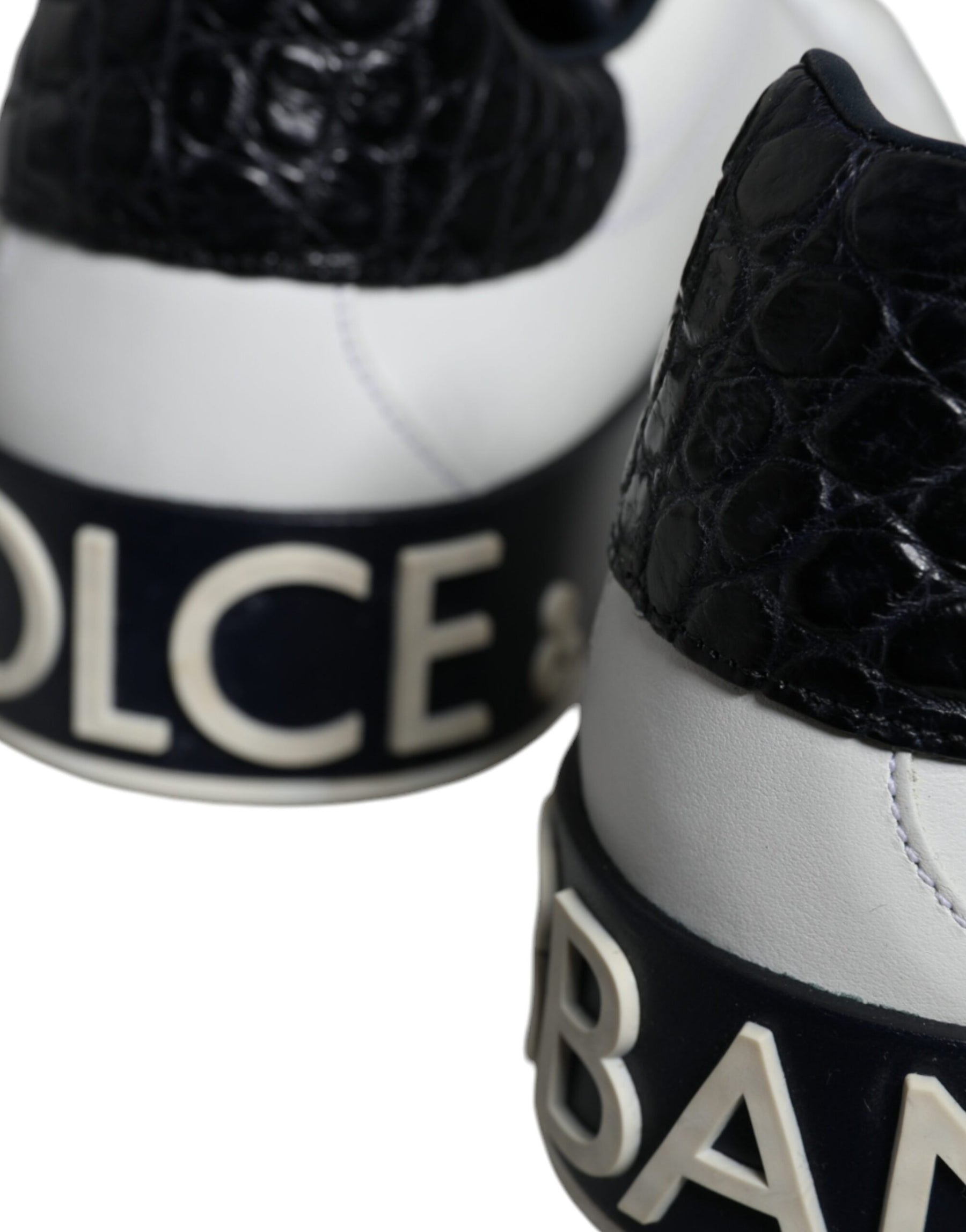 Dolce & Gabbana Black Leather Logo Portofino Sneaker Shoes | Regal Royce