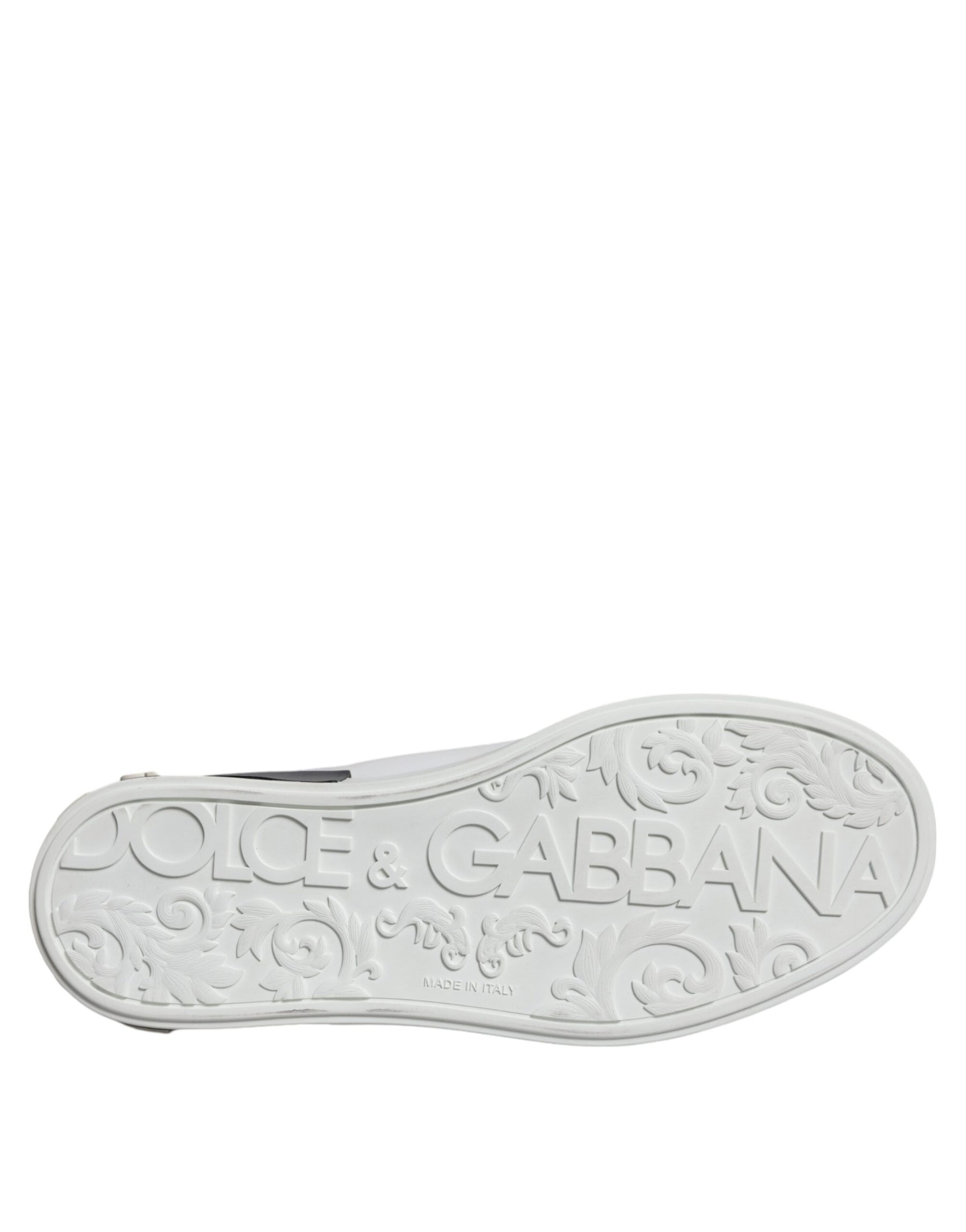 Dolce & Gabbana Black Leather Logo Portofino Sneaker Shoes | Regal Royce