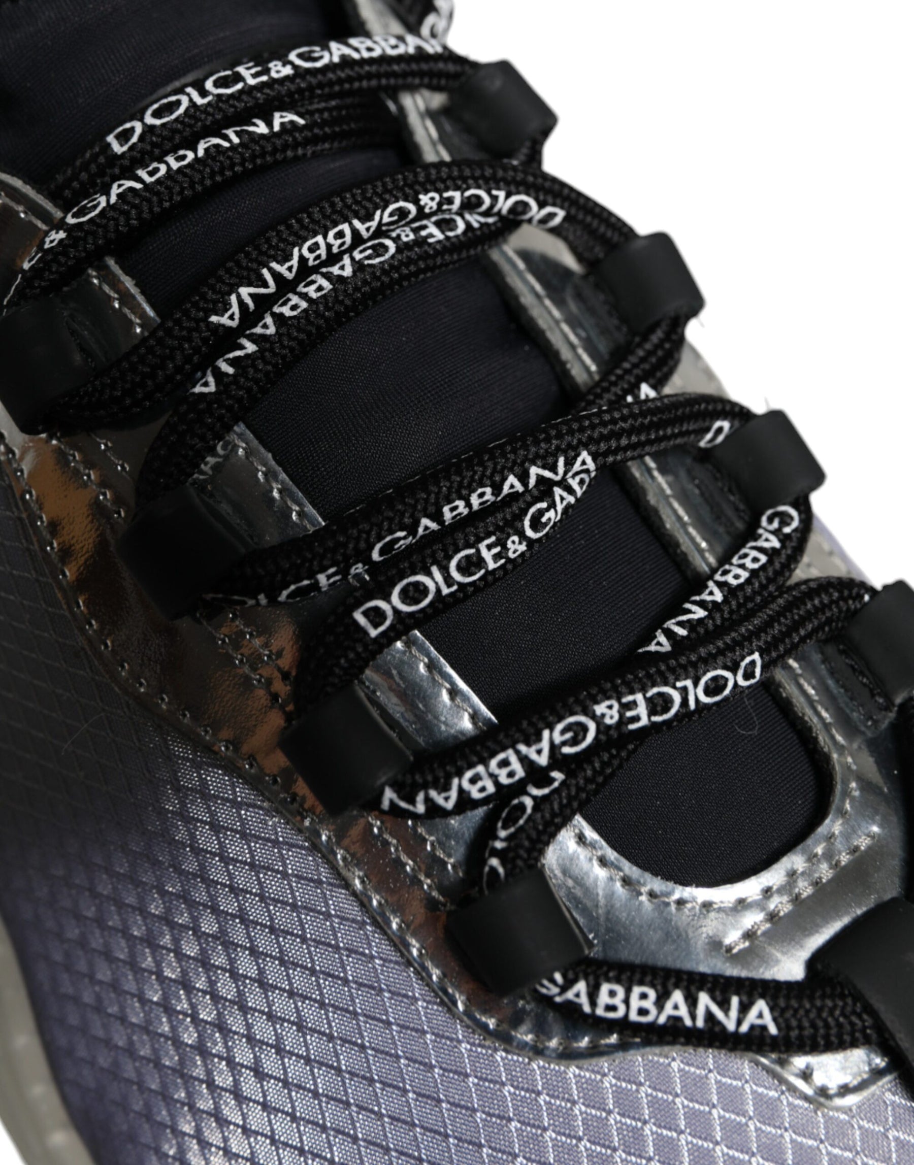 Dolce & Gabbana Silver Black Nylon NS1 Low Top Sneakers Shoes | Regal Royce