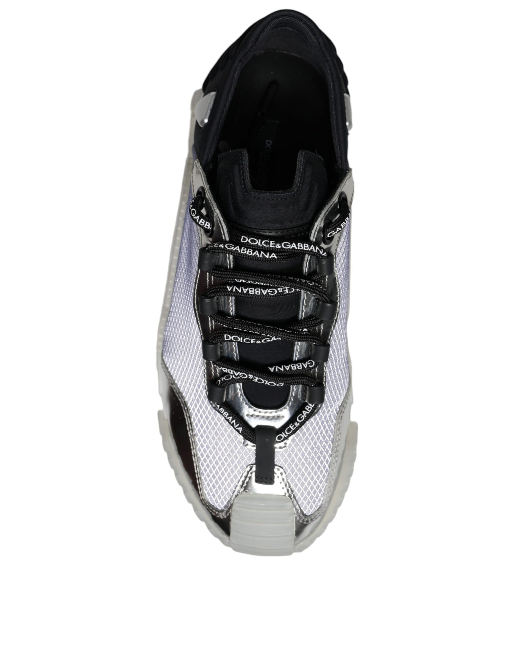 Dolce & Gabbana Silver Black Nylon NS1 Low Top Sneakers Shoes | Regal Royce