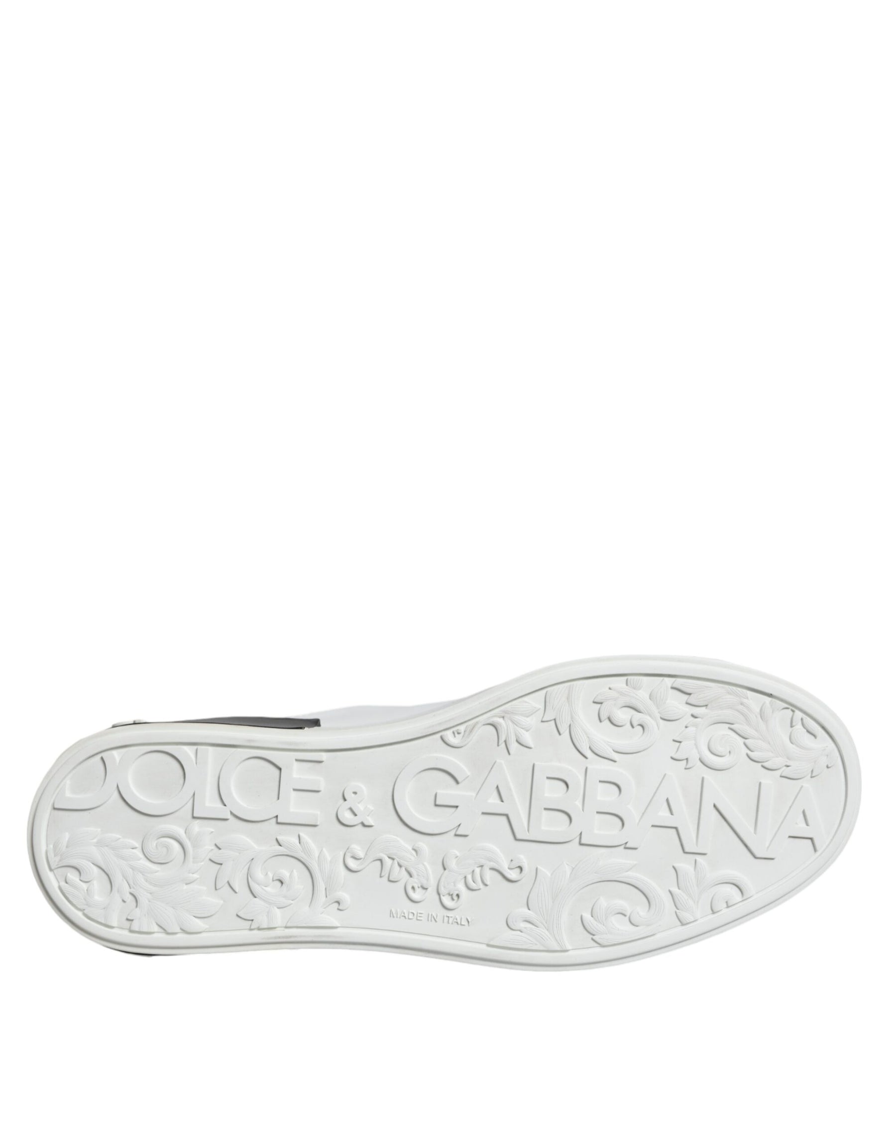 Dolce & Gabbana Black Leather Logo Portofino Sneaker Shoes | Regal Royce