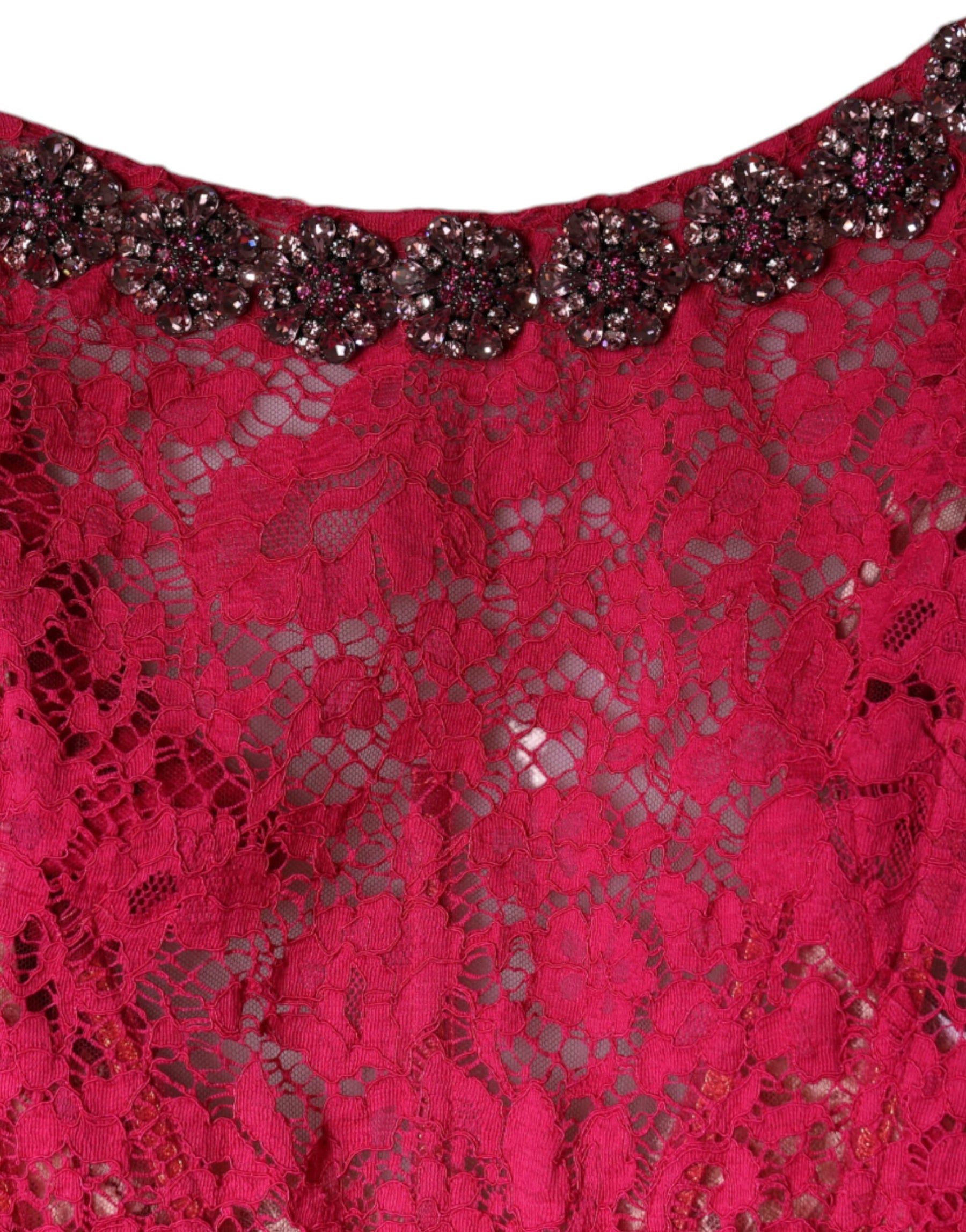 Dolce & Gabbana Pink Lace Crystal Sheath Long Gown Dress | Regal Royce
